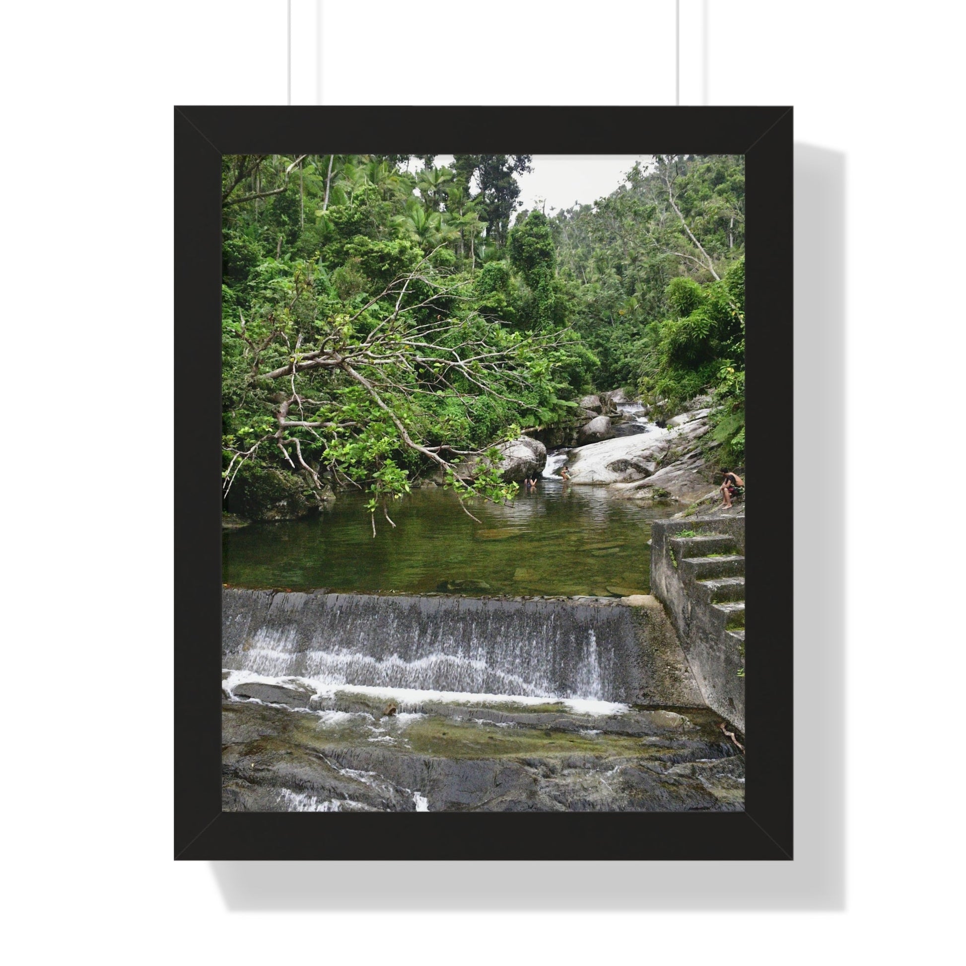 Rainforest Trails & Views - Gallery Canvas Wraps, Framed Vertical Poster - El Yunque National Forest - Puerto Rico - Sabana Trail - Icacos River Dam next to entrance gate - Green Forest Home