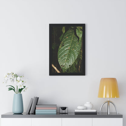 Rainforest Trails & Views - Gallery Canvas Wraps, Framed Vertical Poster - El Yunque National Forest - Puerto Rico - The large leafs of the lower forest - Green Forest Home
