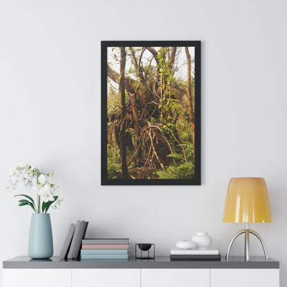 Rainforest Trails & Views - Gallery Canvas Wraps, Framed Vertical Poster - El Yunque National Forest - Puerto Rico - The wild trees of Rio Sababa to survive storms - Green Forest Home