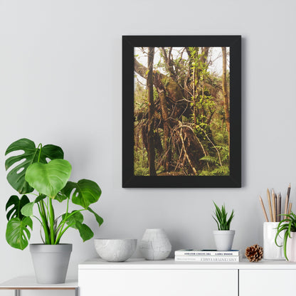Rainforest Trails & Views - Gallery Canvas Wraps, Framed Vertical Poster - El Yunque National Forest - Puerto Rico - The wild trees of Rio Sababa to survive storms - Green Forest Home