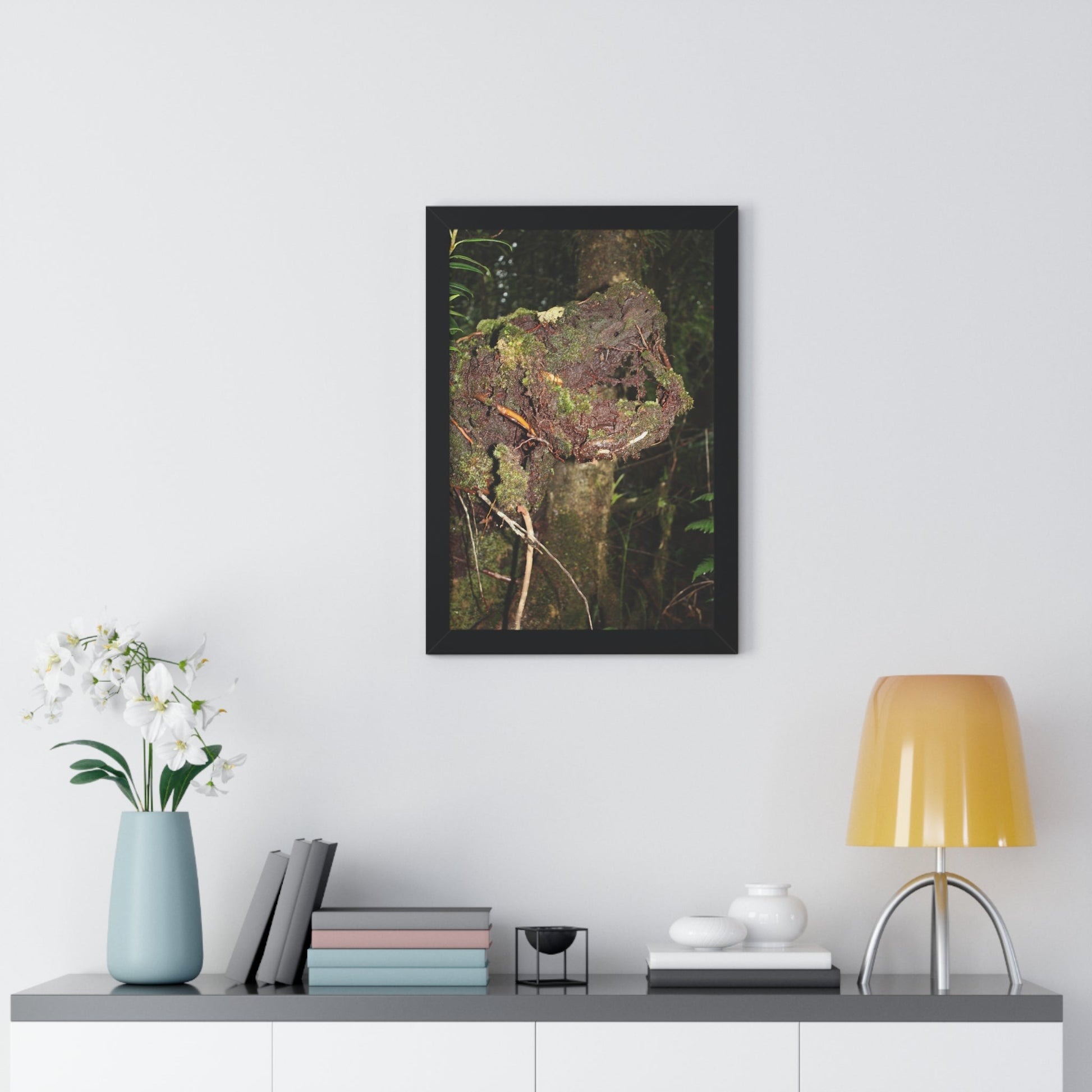 Rainforest Trails & Views - Gallery Canvas Wraps, Framed Vertical Poster - El Yunque National Forest - Puerto Rico - Tradewinds trail decomposing tree - Green Forest Home