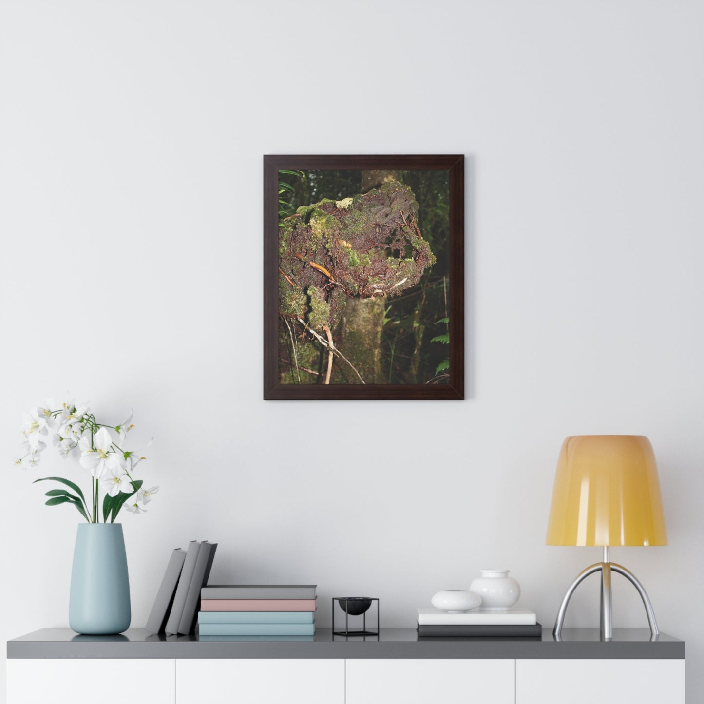 Rainforest Trails & Views - Gallery Canvas Wraps, Framed Vertical Poster - El Yunque National Forest - Puerto Rico - Tradewinds trail decomposing tree - Green Forest Home
