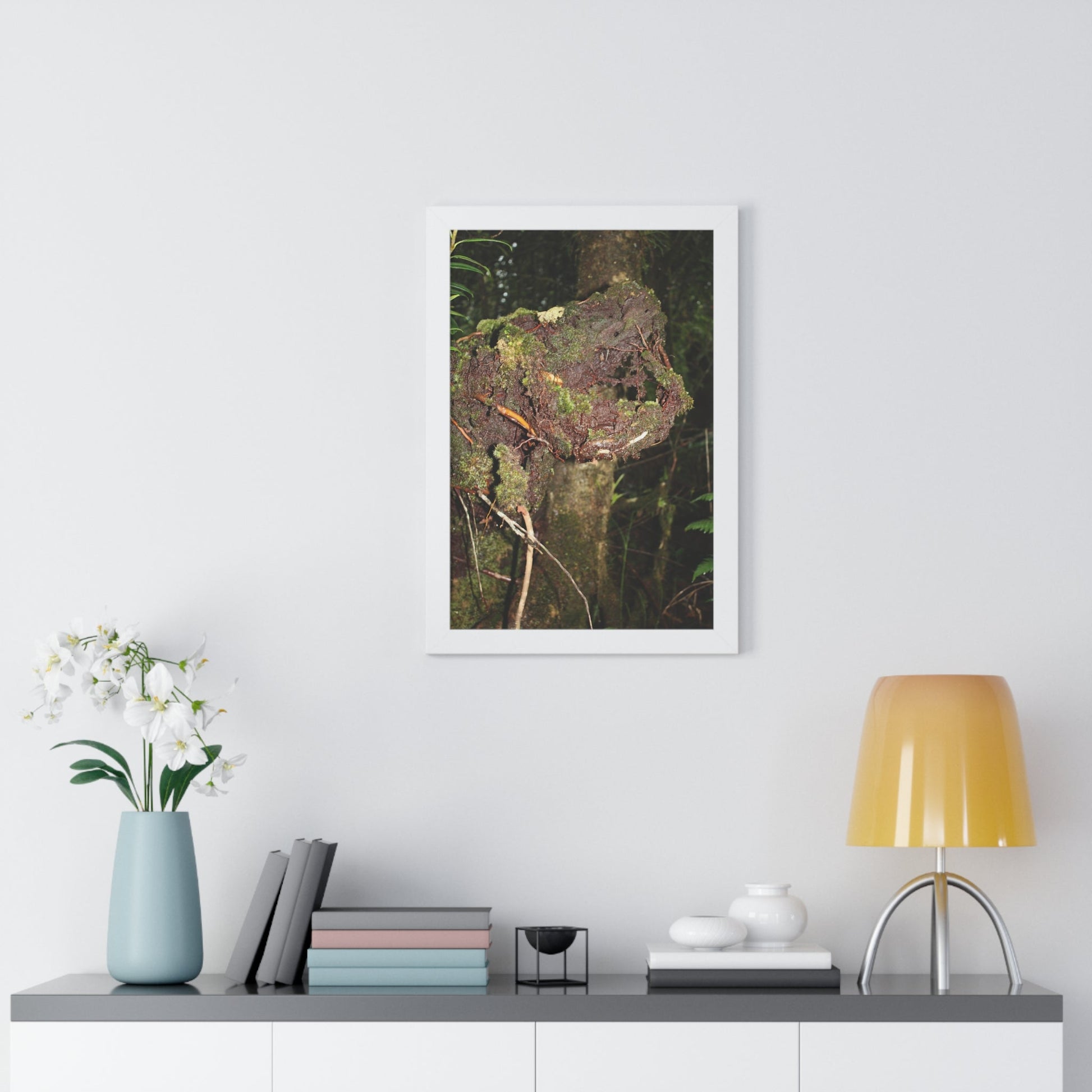 Rainforest Trails & Views - Gallery Canvas Wraps, Framed Vertical Poster - El Yunque National Forest - Puerto Rico - Tradewinds trail decomposing tree - Green Forest Home