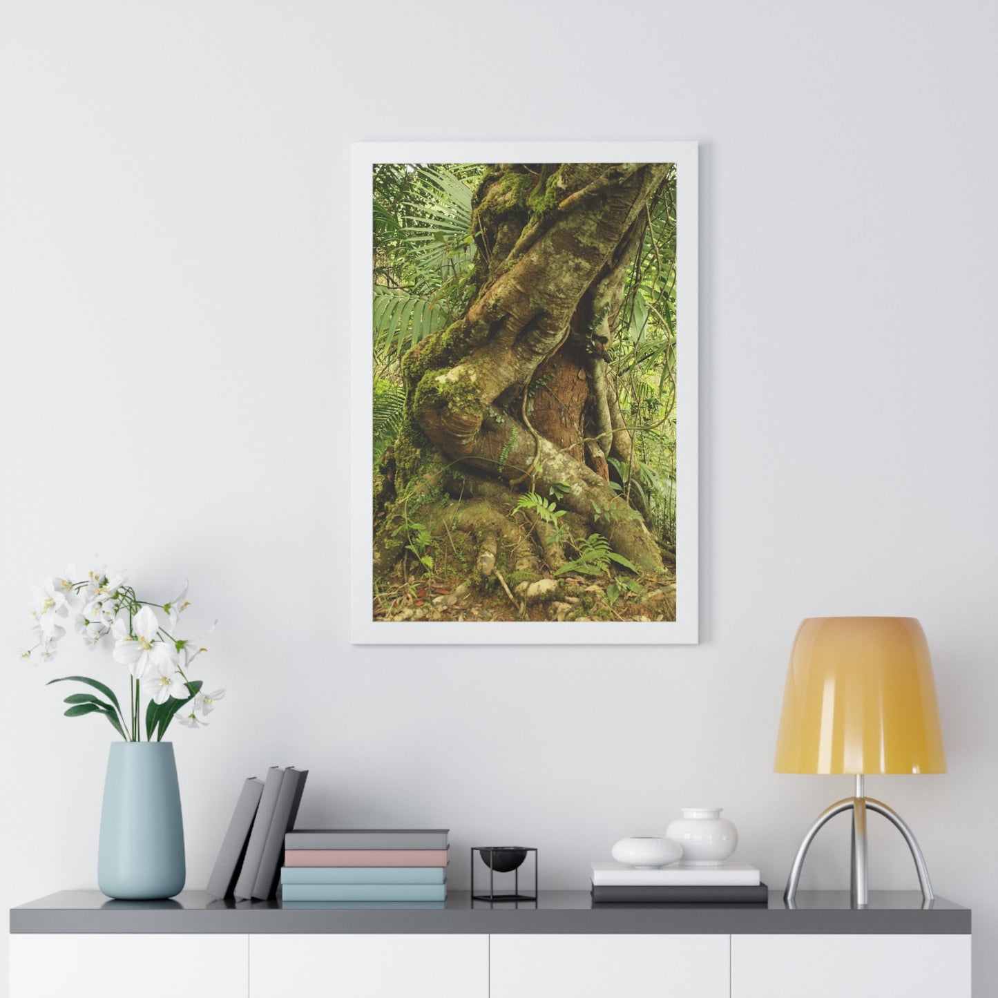 Rainforest Trails & Views - Gallery Canvas Wraps, Framed Vertical Poster - El Yunque National Forest - Puerto Rico - Tradewinds trail decomposing tree - Green Forest Home