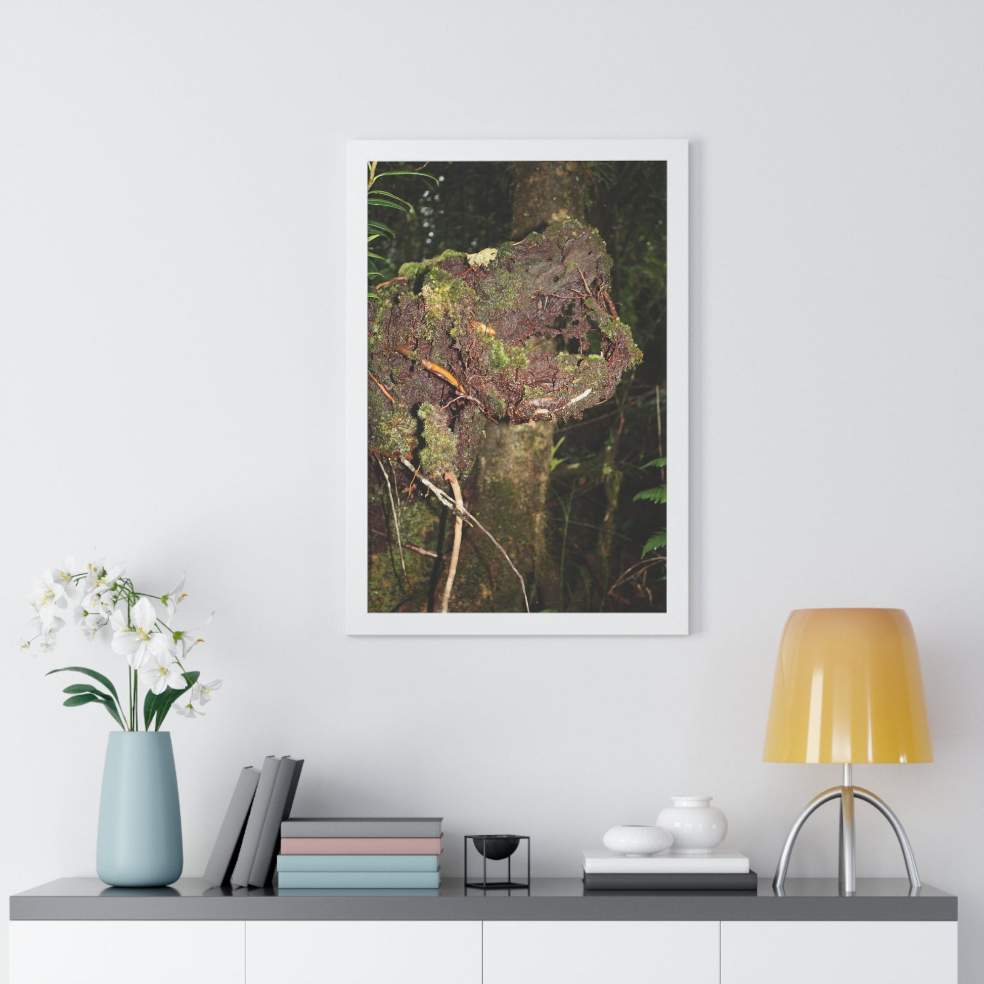 Rainforest Trails & Views - Gallery Canvas Wraps, Framed Vertical Poster - El Yunque National Forest - Puerto Rico - Tradewinds trail decomposing tree - Green Forest Home