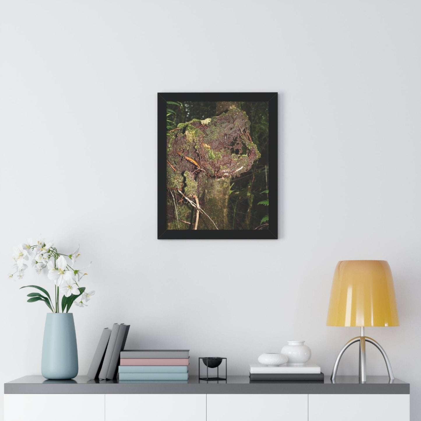 Rainforest Trails & Views - Gallery Canvas Wraps, Framed Vertical Poster - El Yunque National Forest - Puerto Rico - Tradewinds trail decomposing tree - Green Forest Home