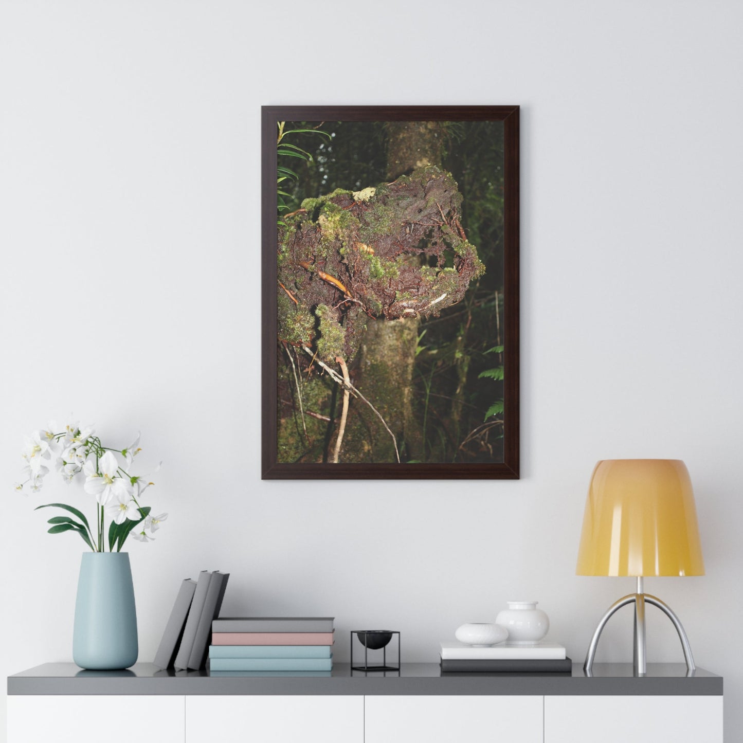 Rainforest Trails & Views - Gallery Canvas Wraps, Framed Vertical Poster - El Yunque National Forest - Puerto Rico - Tradewinds trail decomposing tree - Green Forest Home