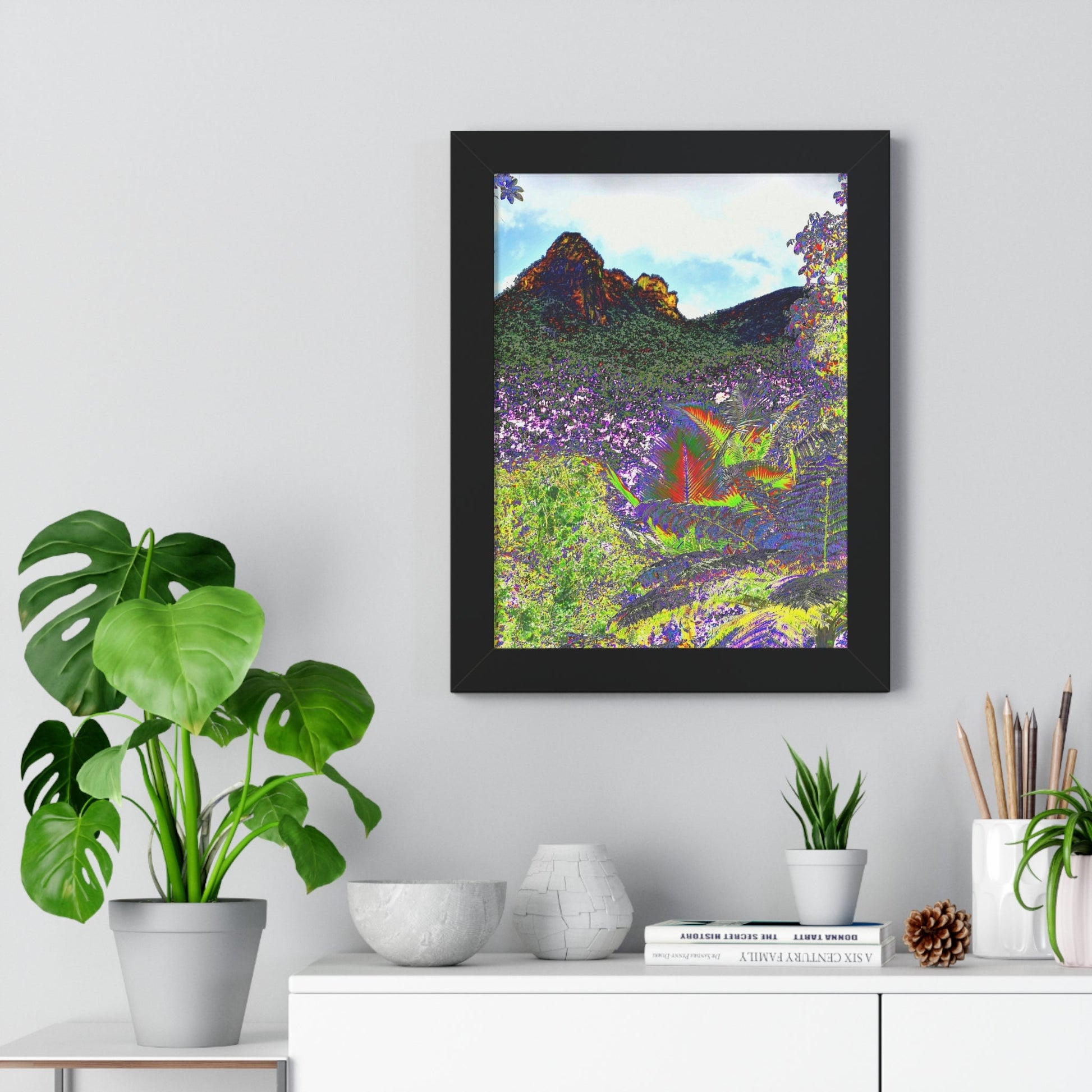 Rainforest Trails & Views - Gallery Canvas Wraps, Framed Vertical Poster - El Yunque National Forest - Puerto Rico - View from Yokahu tower color-enhanced - Green Forest Home