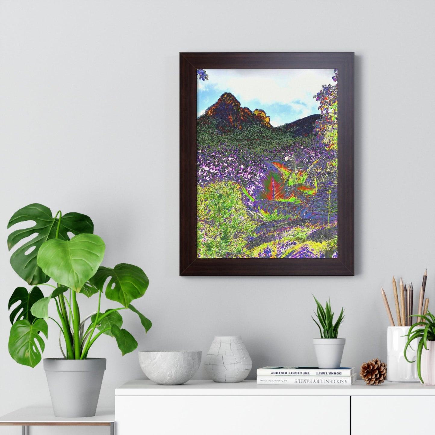 Rainforest Trails & Views - Gallery Canvas Wraps, Framed Vertical Poster - El Yunque National Forest - Puerto Rico - View from Yokahu tower color-enhanced - Green Forest Home