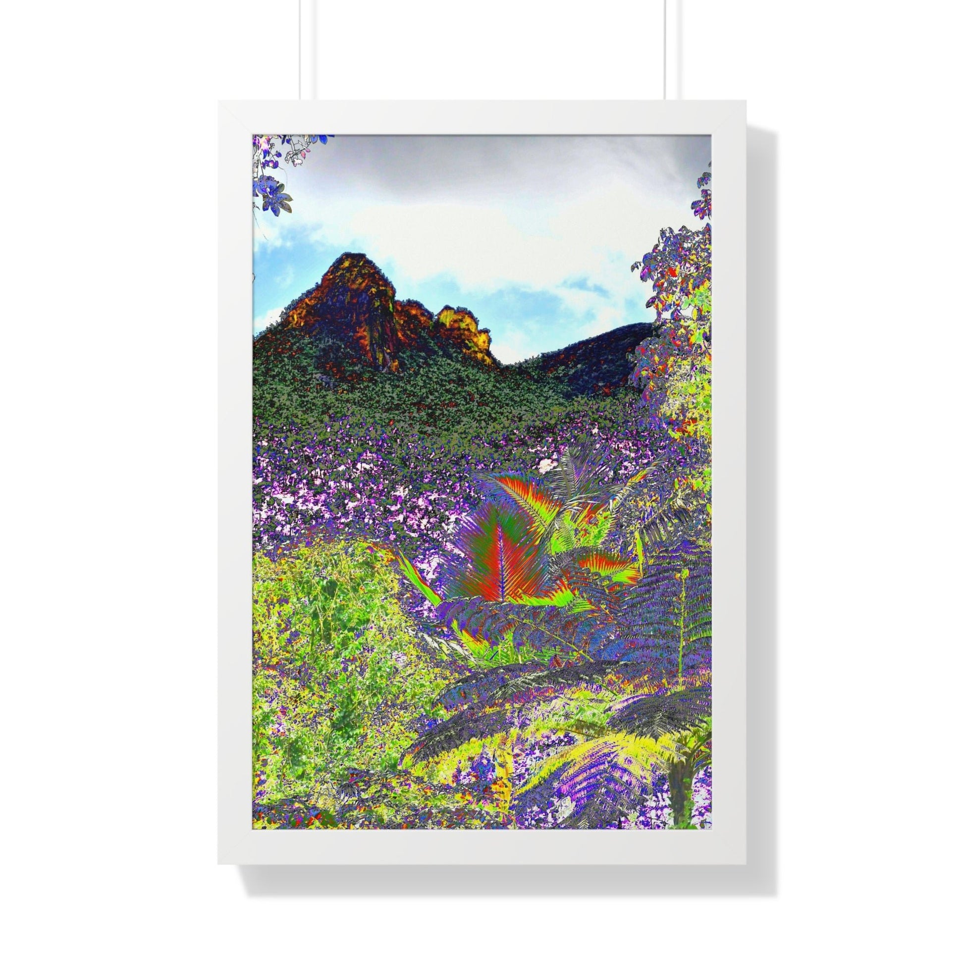Rainforest Trails & Views - Gallery Canvas Wraps, Framed Vertical Poster - El Yunque National Forest - Puerto Rico - View from Yokahu tower color-enhanced - Green Forest Home