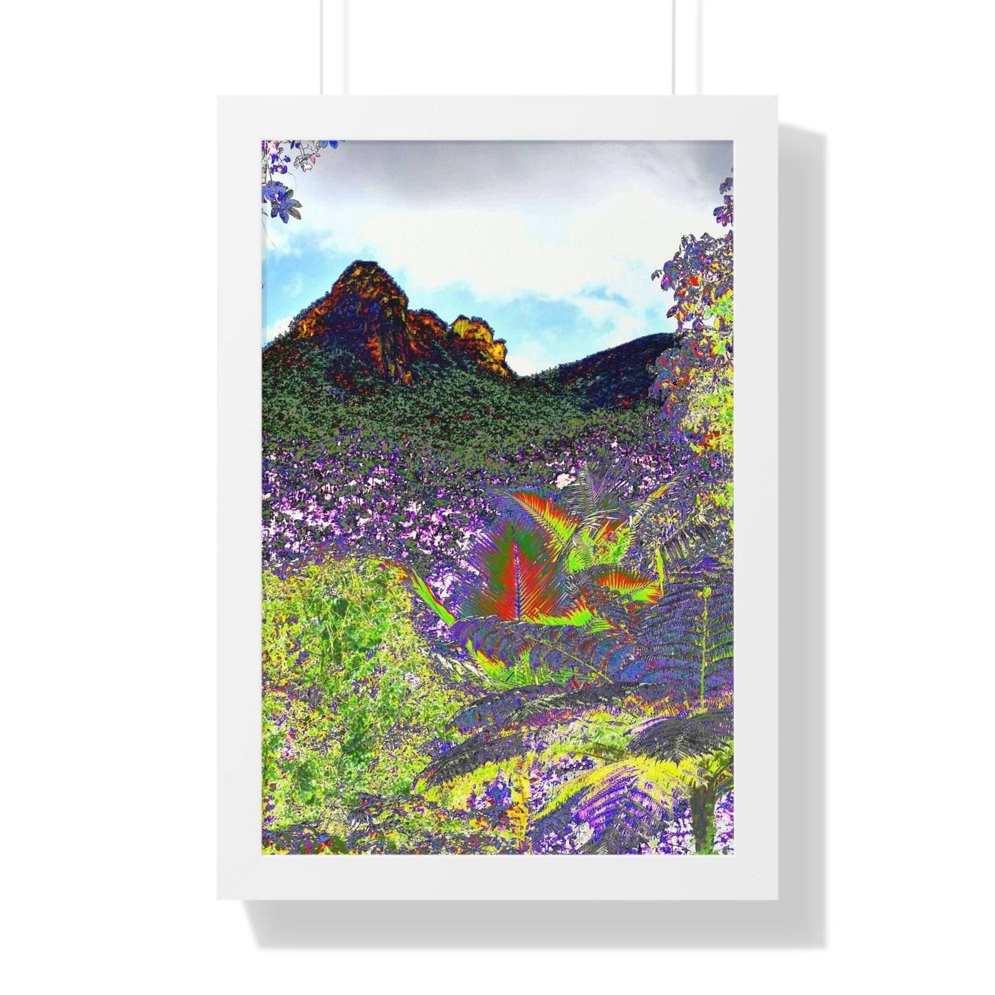 Rainforest Trails & Views - Gallery Canvas Wraps, Framed Vertical Poster - El Yunque National Forest - Puerto Rico - View from Yokahu tower color-enhanced - Green Forest Home