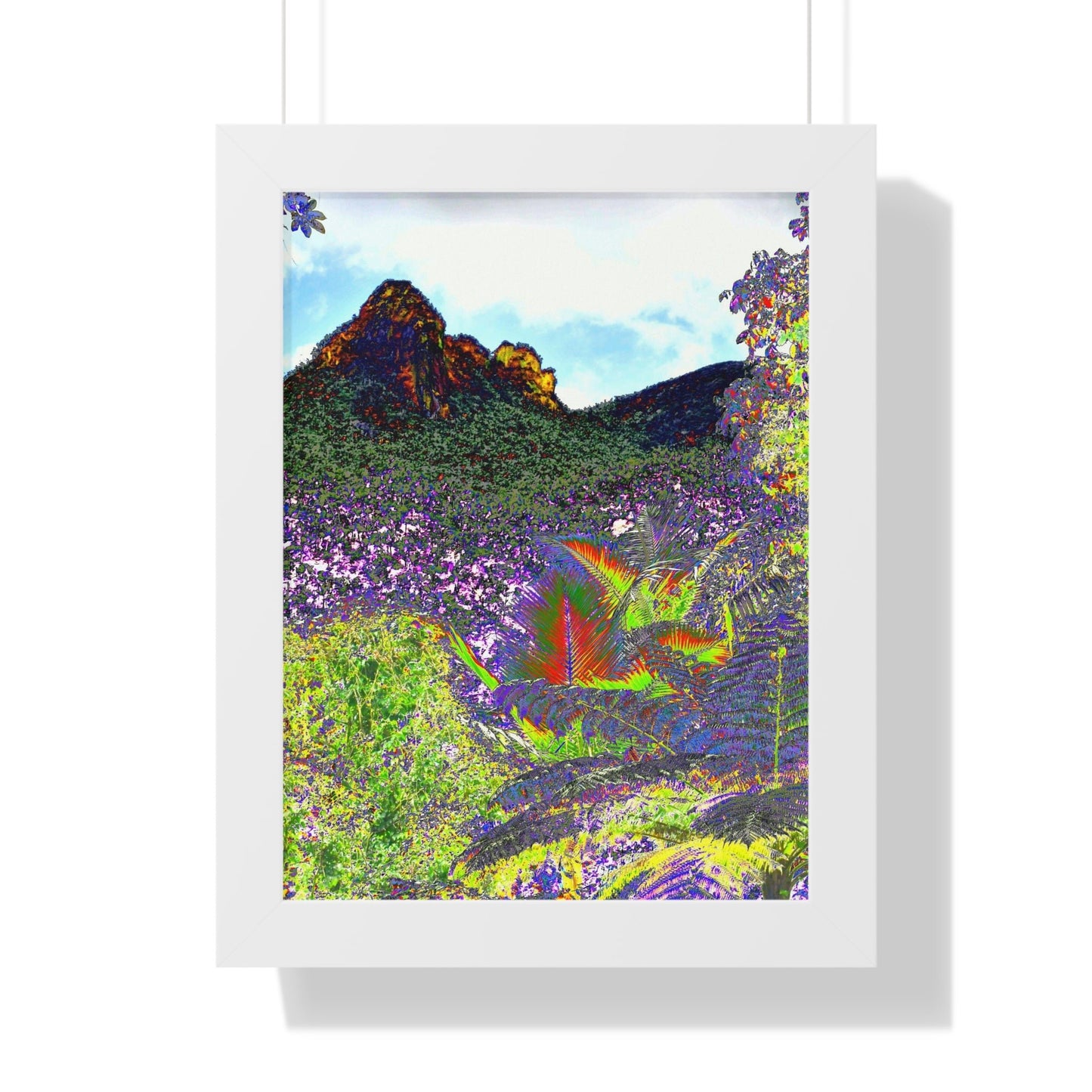 Rainforest Trails & Views - Gallery Canvas Wraps, Framed Vertical Poster - El Yunque National Forest - Puerto Rico - View from Yokahu tower color-enhanced - Green Forest Home