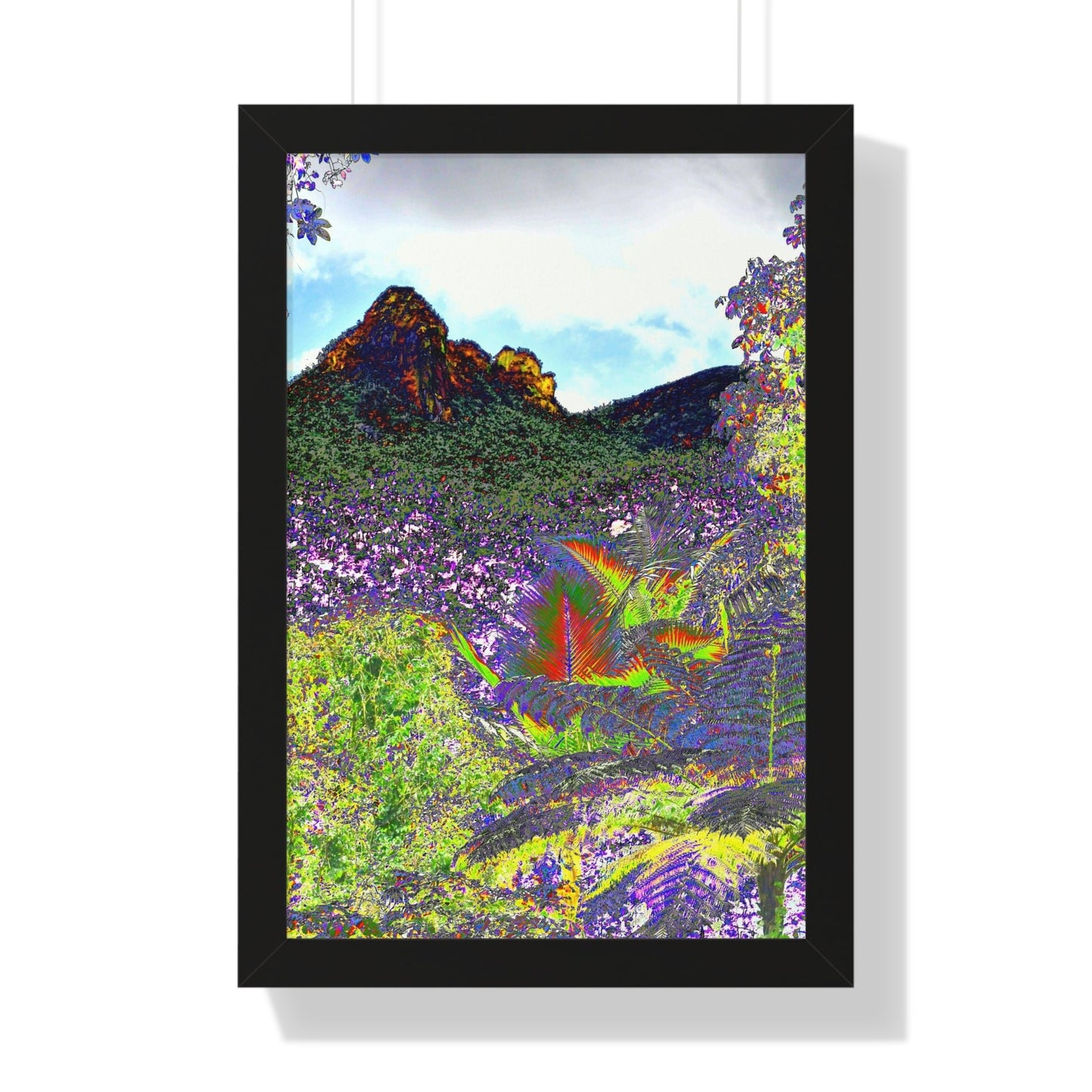 Rainforest Trails & Views - Gallery Canvas Wraps, Framed Vertical Poster - El Yunque National Forest - Puerto Rico - View from Yokahu tower color-enhanced - Green Forest Home