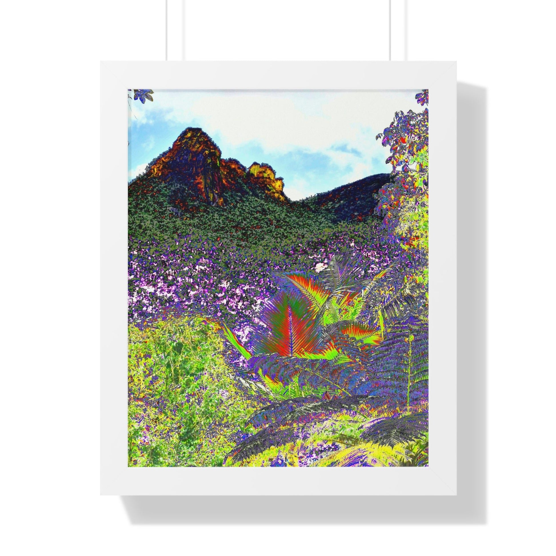 Rainforest Trails & Views - Gallery Canvas Wraps, Framed Vertical Poster - El Yunque National Forest - Puerto Rico - View from Yokahu tower color-enhanced - Green Forest Home