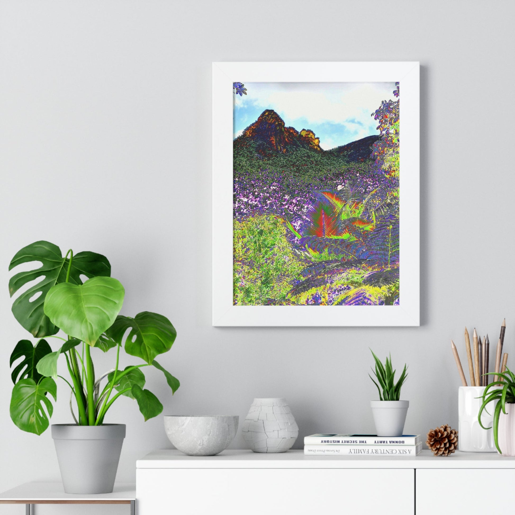 Rainforest Trails & Views - Gallery Canvas Wraps, Framed Vertical Poster - El Yunque National Forest - Puerto Rico - View from Yokahu tower color-enhanced - Green Forest Home