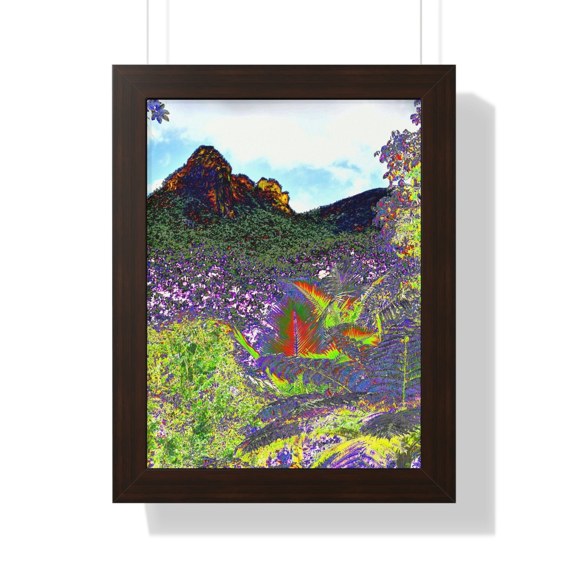 Rainforest Trails & Views - Gallery Canvas Wraps, Framed Vertical Poster - El Yunque National Forest - Puerto Rico - View from Yokahu tower color-enhanced - Green Forest Home