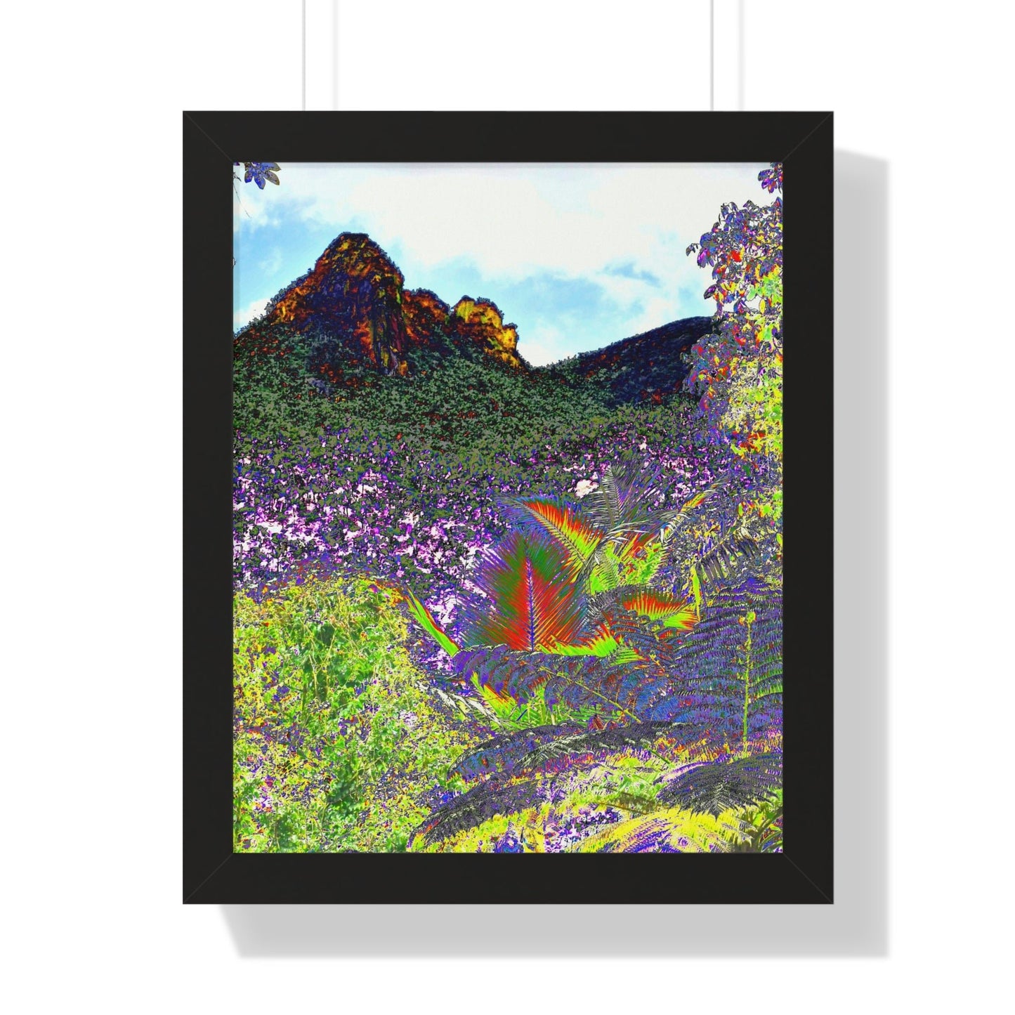 Rainforest Trails & Views - Gallery Canvas Wraps, Framed Vertical Poster - El Yunque National Forest - Puerto Rico - View from Yokahu tower color-enhanced - Green Forest Home