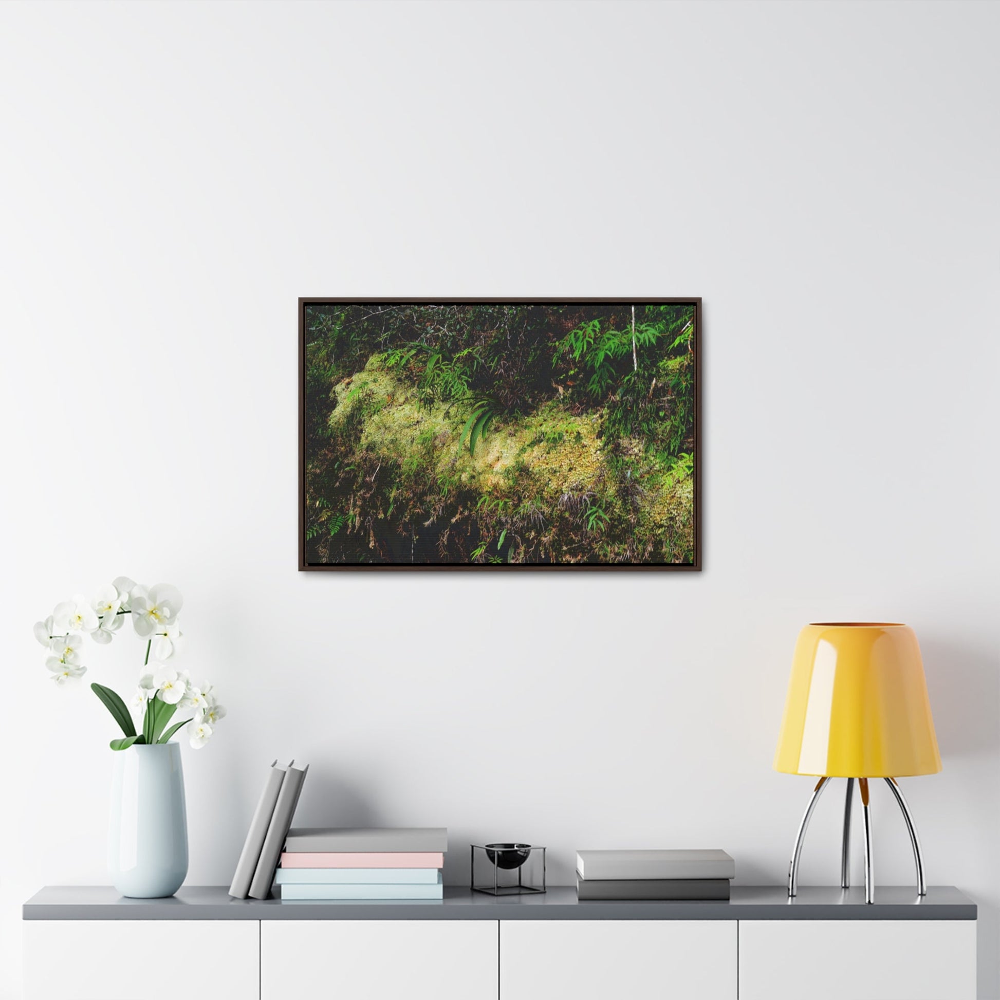 Rainforest Trails & Views - Gallery Canvas Wraps, Horizontal Frame - El Yunque National Forest - PR - PR191 closed road - Huge Boulder with moss - Green Forest Home