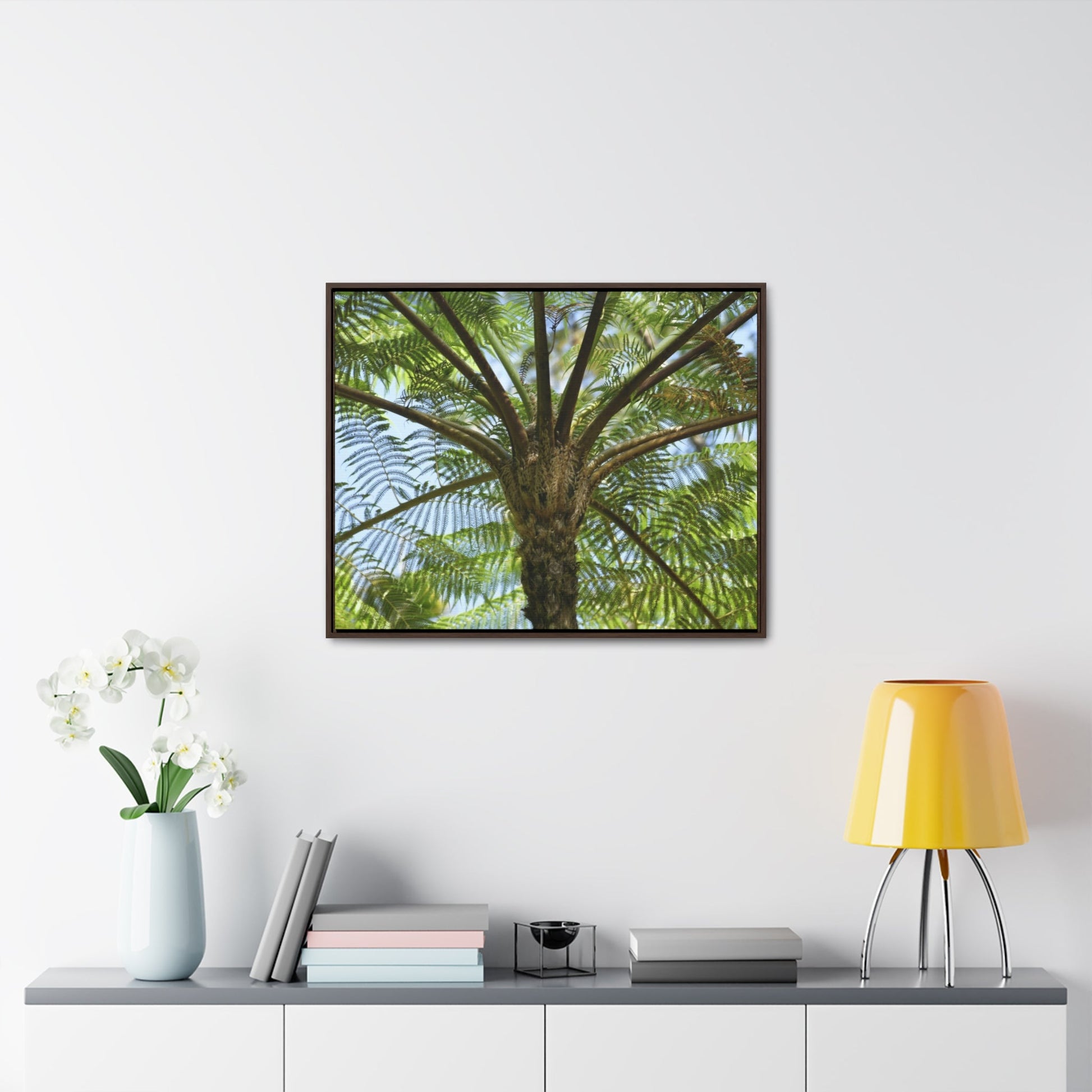 Rainforest Trails & Views - Gallery Canvas Wraps, Horizontal Frame - El Yunque National Forest - Puerto Rico - A Fern palm tree - an ancient tree - Green Forest Home