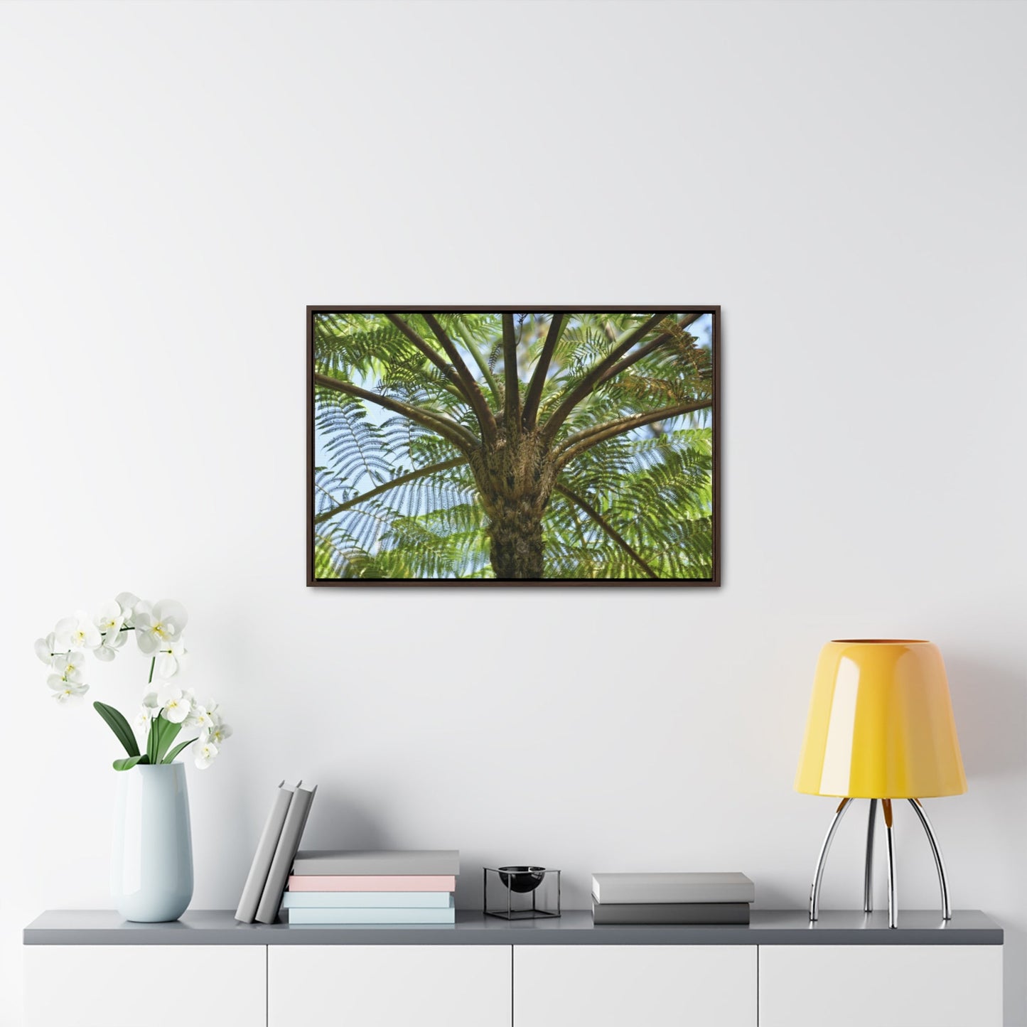 Rainforest Trails & Views - Gallery Canvas Wraps, Horizontal Frame - El Yunque National Forest - Puerto Rico - A Fern palm tree - an ancient tree - Green Forest Home