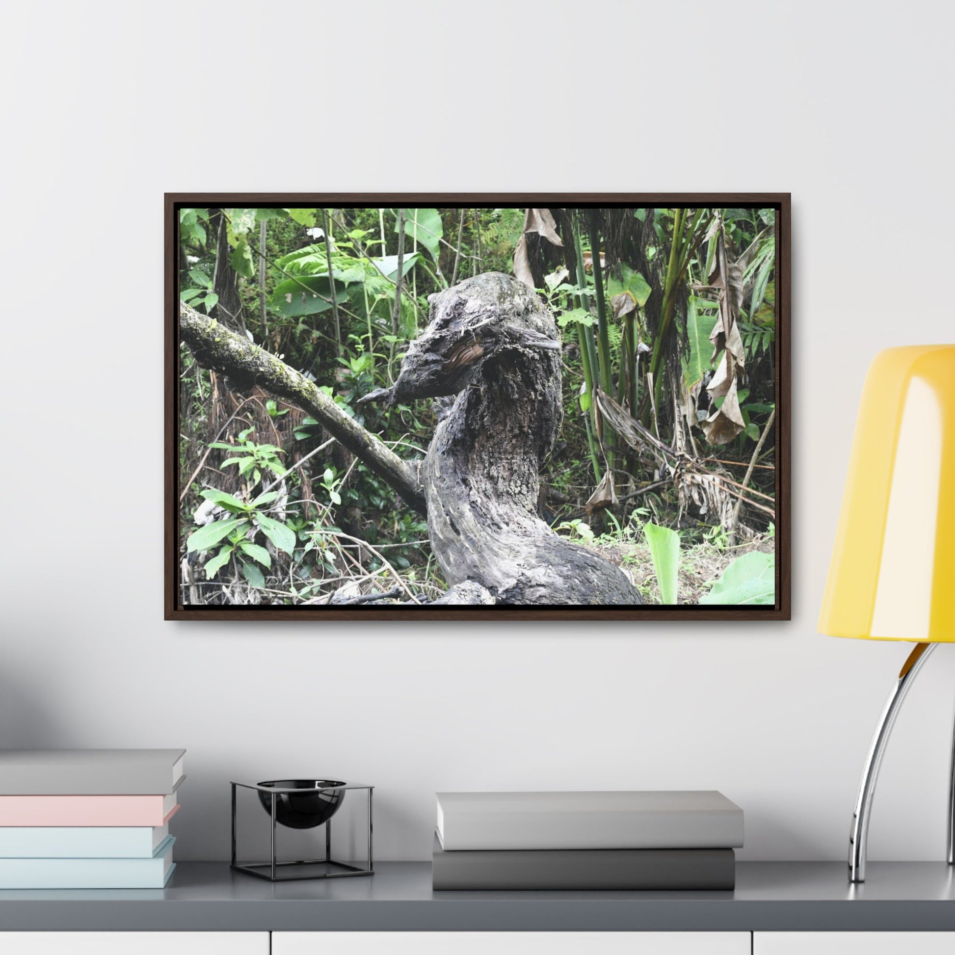 Rainforest Trails & Views - Gallery Canvas Wraps, Horizontal Frame - El Yunque National Forest - Puerto Rico - Awesome tropical flower - Formations of trunks in the Sabana river - Green Forest Home