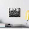 Rainforest Trails & Views - Gallery Canvas Wraps, Horizontal Frame - El Yunque National Forest - Puerto Rico - B&W Holy Spirit river huge boulders landslide - Green Forest Home