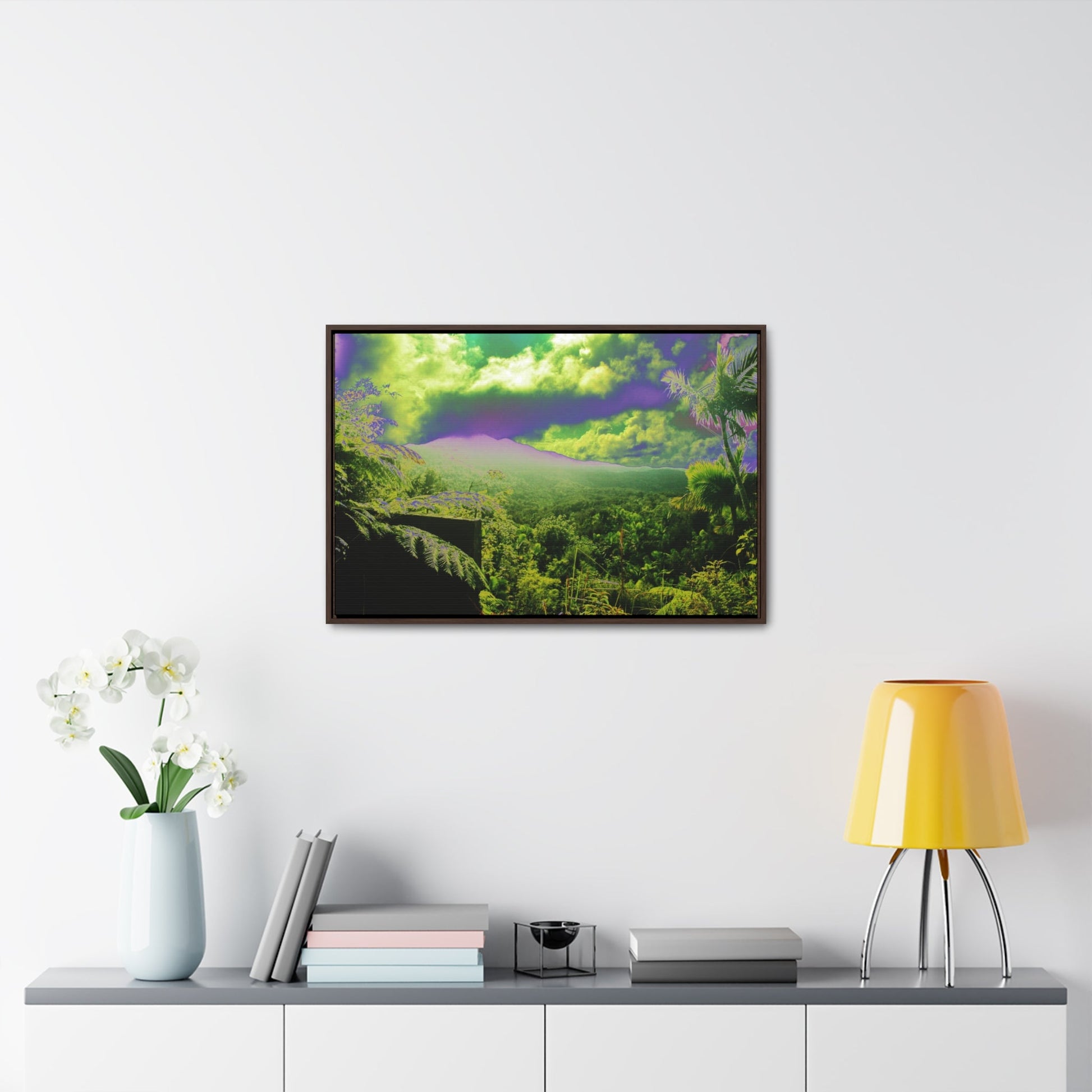 Rainforest Trails & Views - Gallery Canvas Wraps, Horizontal Frame - El Yunque National Forest - Puerto Rico - Closed PR 191 road view - color enhanced - Green Forest Home