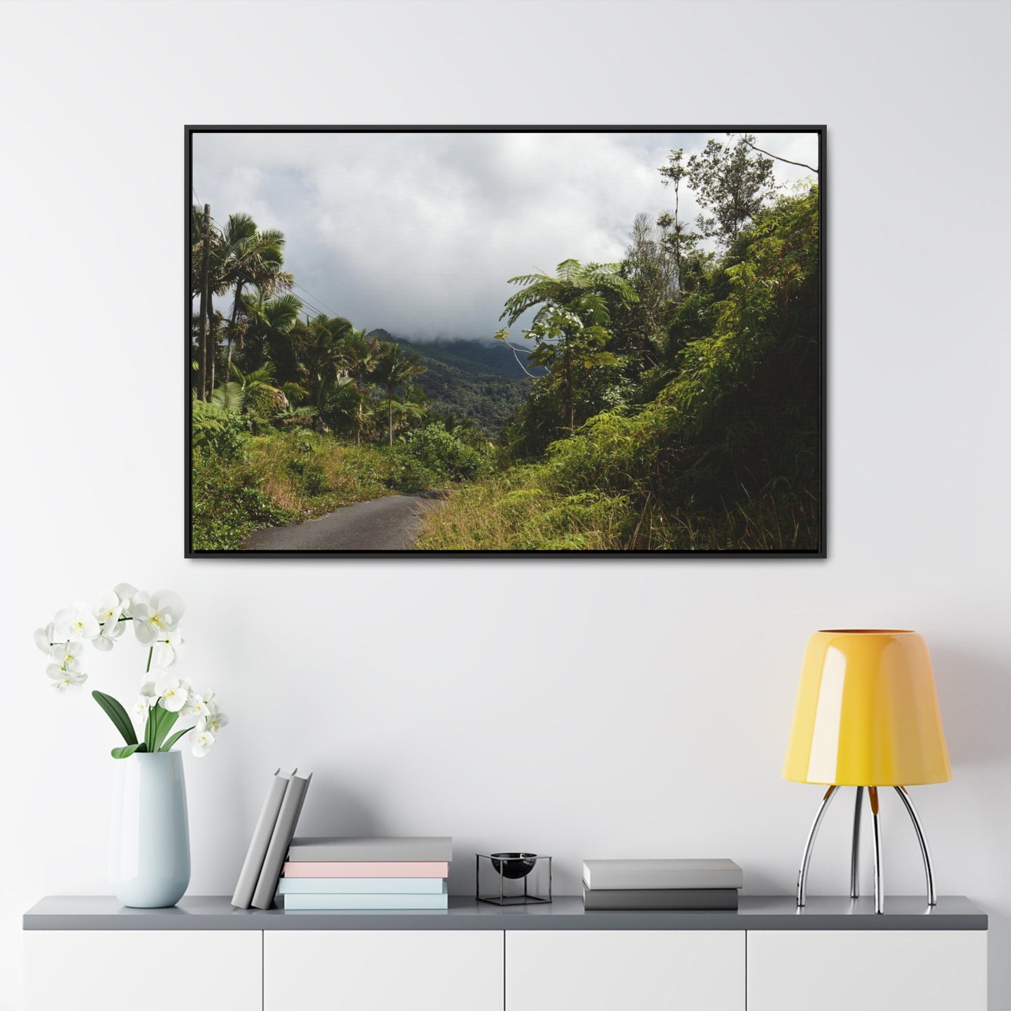Rainforest Trails & Views - Gallery Canvas Wraps, Horizontal Frame - El Yunque National Forest - Puerto Rico - Closed PR191 forested road - Green Forest Home
