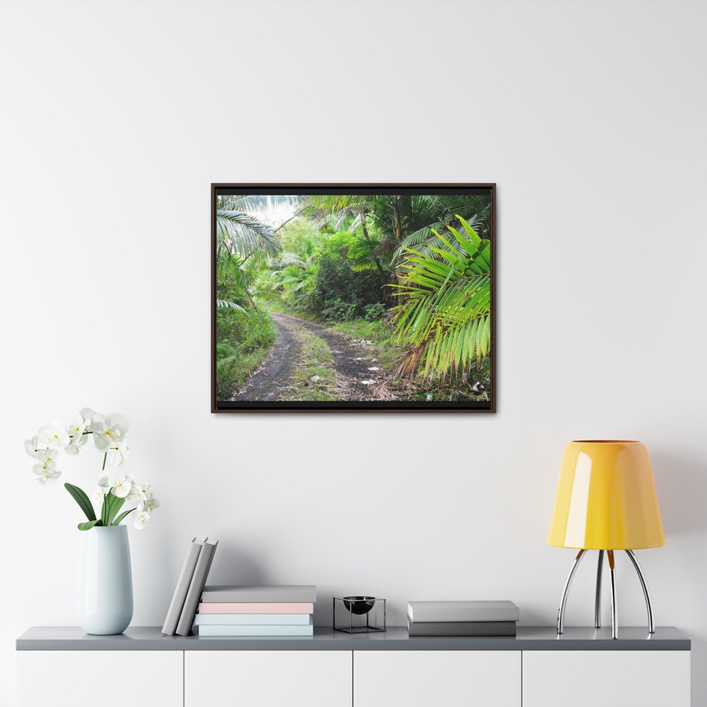 Rainforest Trails & Views - Gallery Canvas Wraps, Horizontal Frame - El Yunque National Forest - Puerto Rico - Closed PR191 road & landlside - Green Forest Home