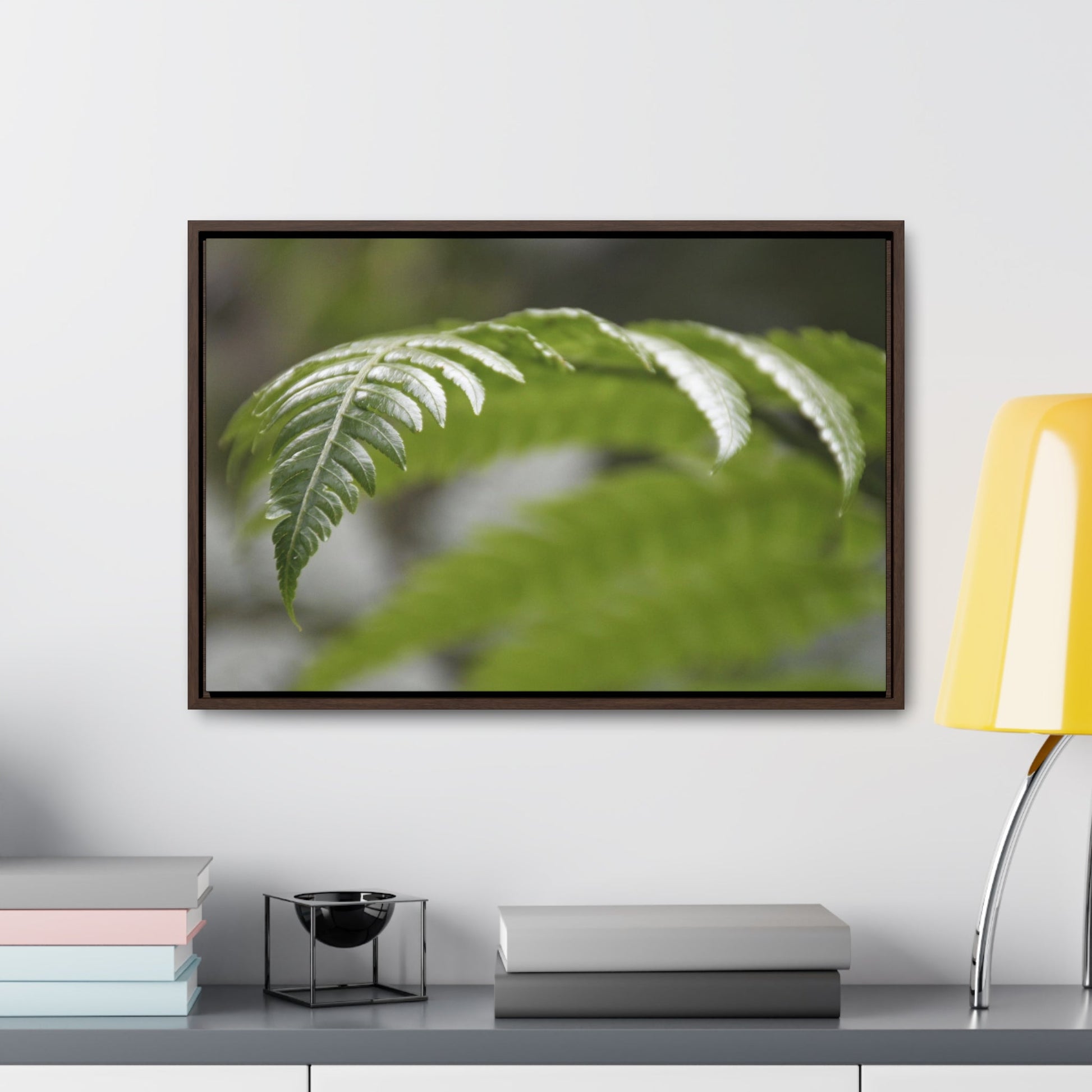 Rainforest Trails & Views - Gallery Canvas Wraps, Horizontal Frame - El Yunque National Forest - Puerto Rico - Closeup of the ancient Fern plant - Green Forest Home