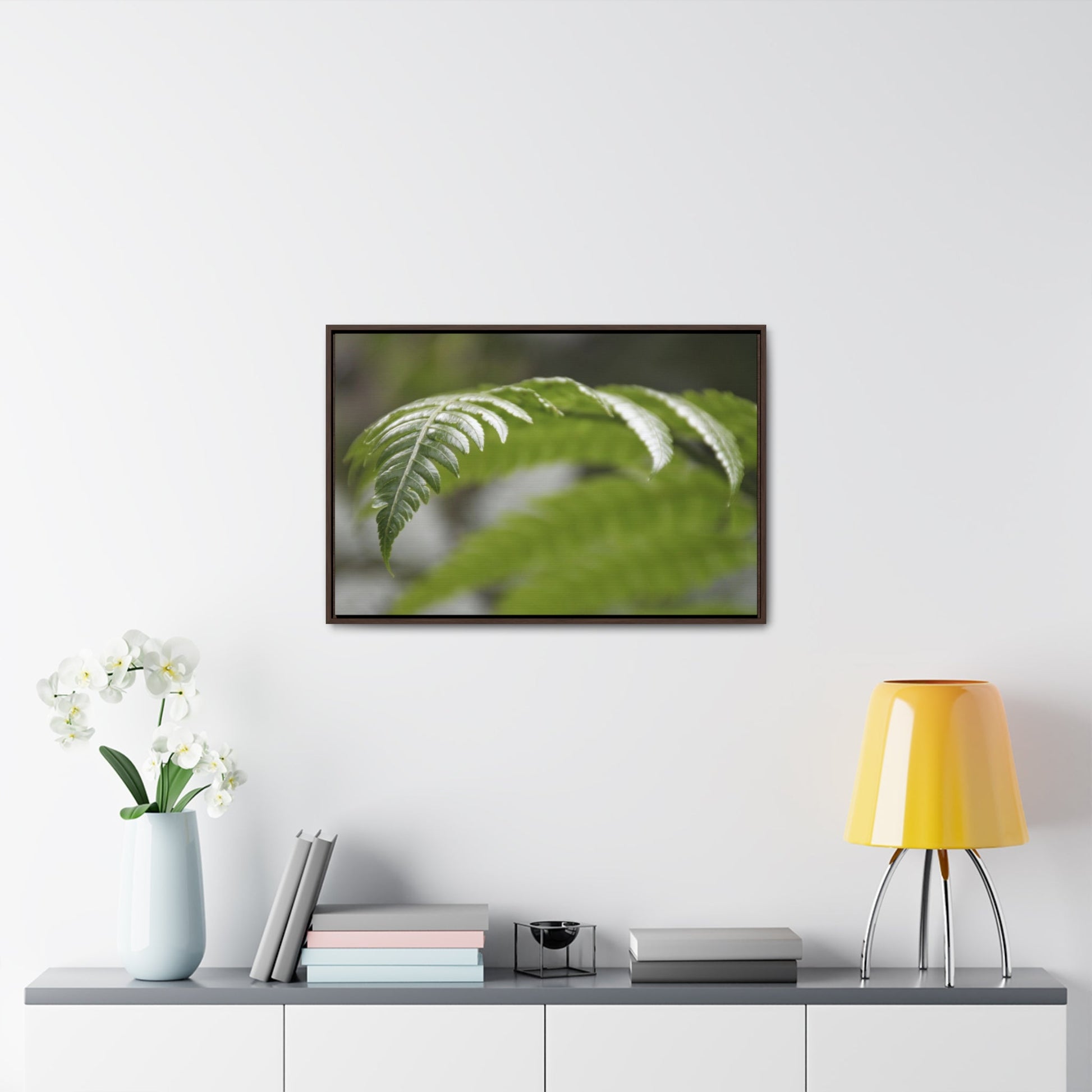 Rainforest Trails & Views - Gallery Canvas Wraps, Horizontal Frame - El Yunque National Forest - Puerto Rico - Closeup of the ancient Fern plant - Green Forest Home