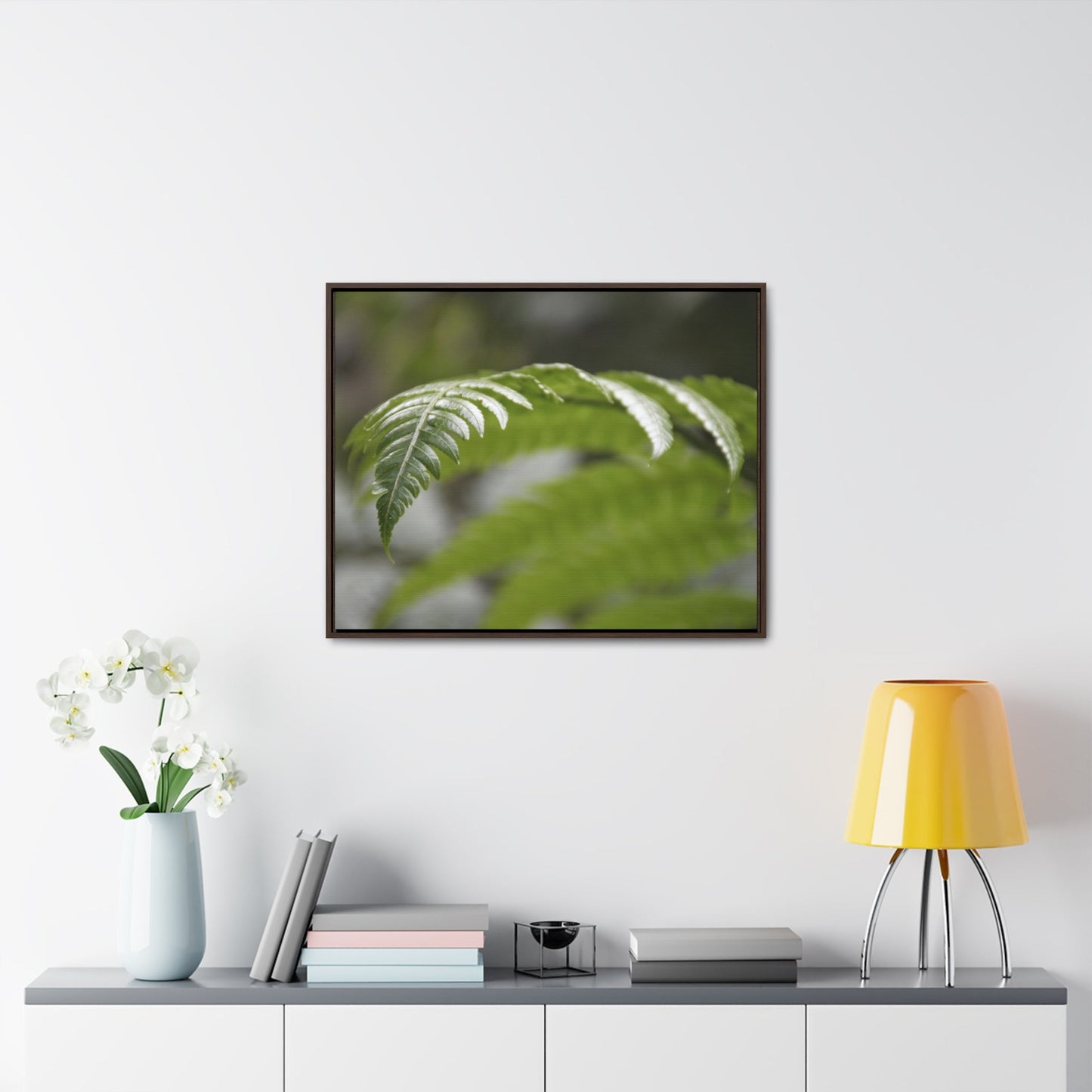 Rainforest Trails & Views - Gallery Canvas Wraps, Horizontal Frame - El Yunque National Forest - Puerto Rico - Closeup of the ancient Fern plant - Green Forest Home