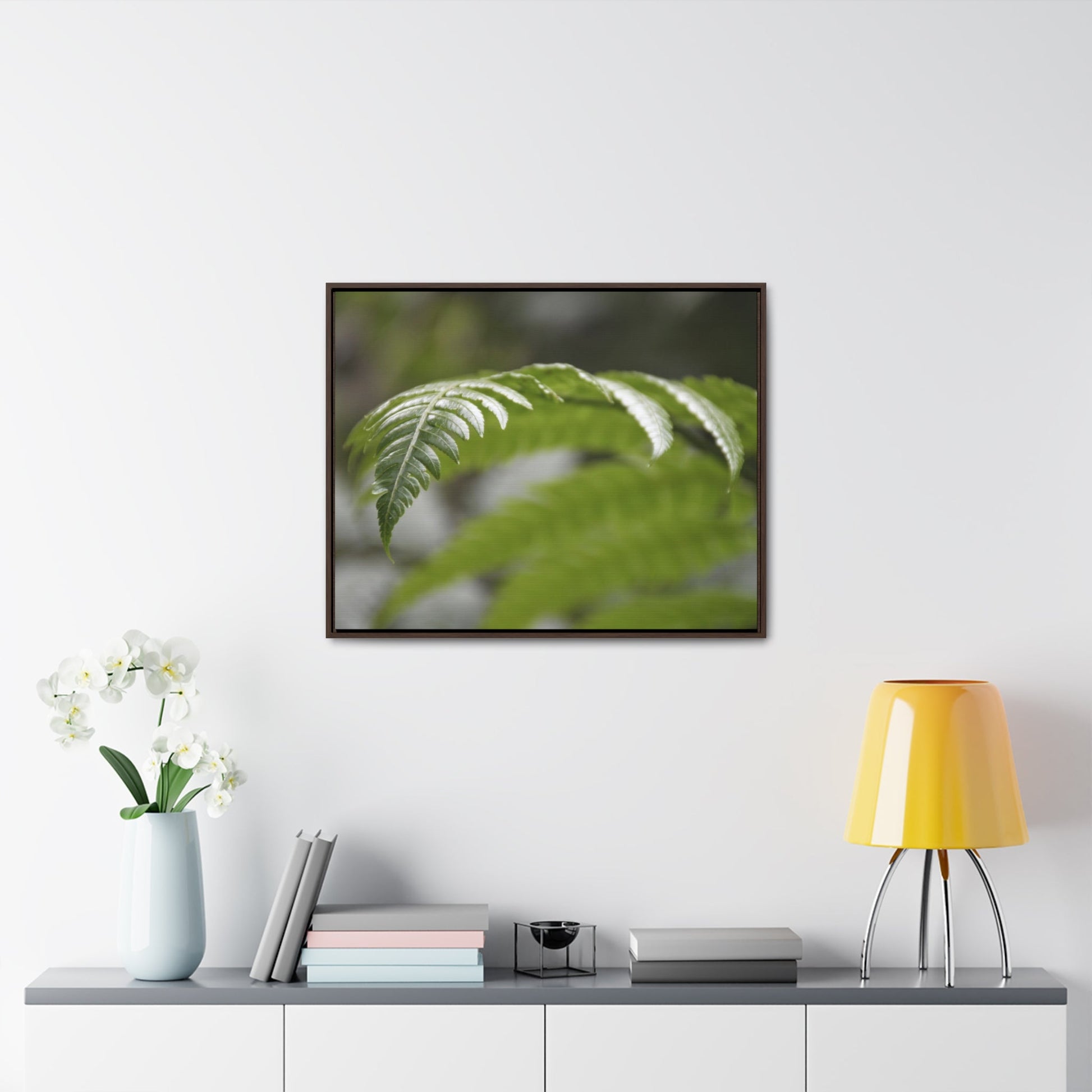 Rainforest Trails & Views - Gallery Canvas Wraps, Horizontal Frame - El Yunque National Forest - Puerto Rico - Closeup of the ancient Fern plant - Green Forest Home