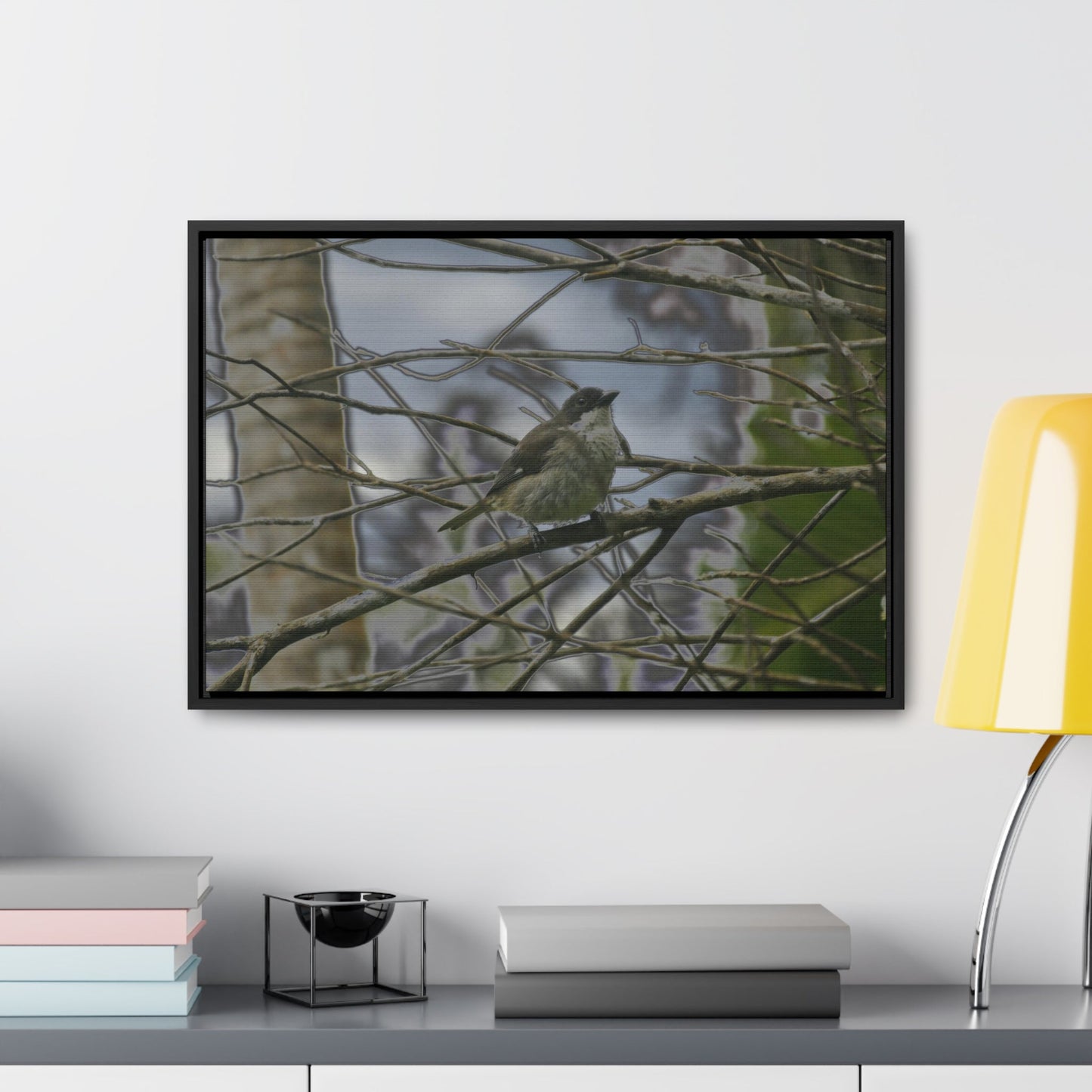 Rainforest Trails & Views - Gallery Canvas Wraps, Horizontal Frame - El Yunque National Forest - Puerto Rico - Color enhanced bird in Rio Sabana trail - Green Forest Home