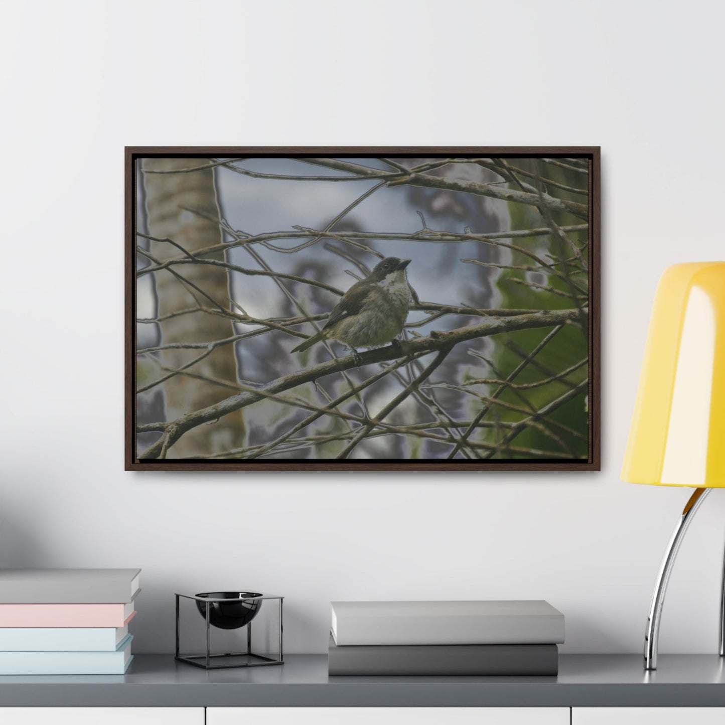 Rainforest Trails & Views - Gallery Canvas Wraps, Horizontal Frame - El Yunque National Forest - Puerto Rico - Color enhanced bird in Rio Sabana trail - Green Forest Home