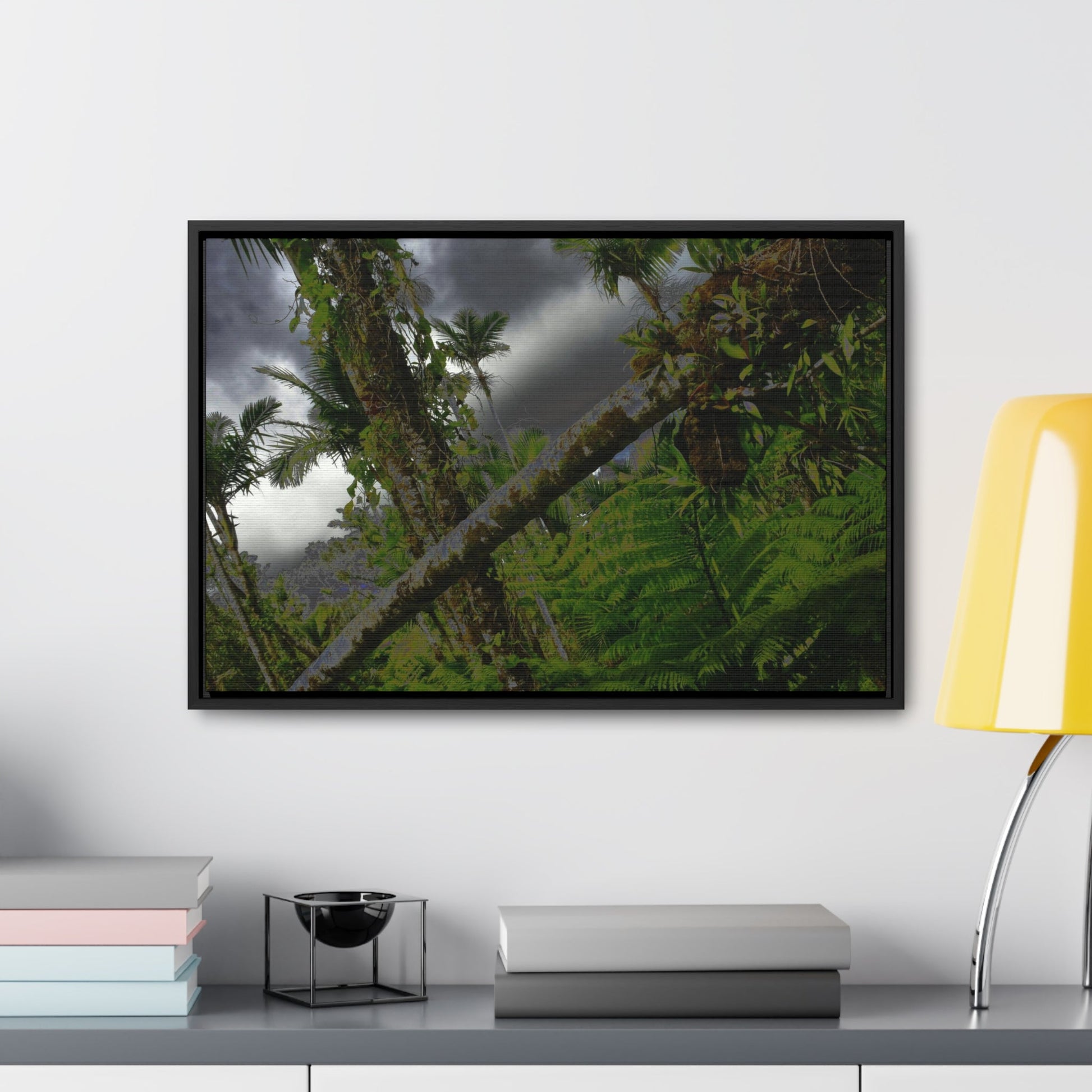 Rainforest Trails & Views - Gallery Canvas Wraps, Horizontal Frame - El Yunque National Forest - Puerto Rico - Color enhanced dramatic tangle of trees after Hurricane Maria - Green Forest Home