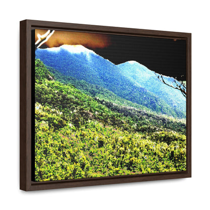 Rainforest Trails & Views - Gallery Canvas Wraps, Horizontal Frame - El Yunque National Forest - Puerto Rico - Color enhanced view of the foggy East Peak from PR 191 - Green Forest Home