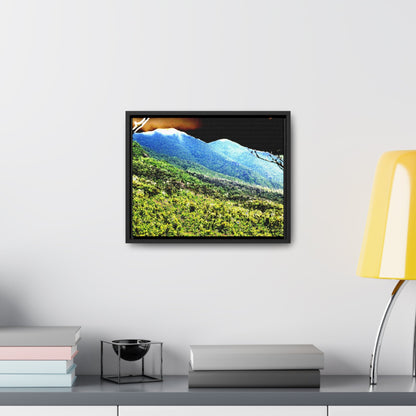 Rainforest Trails & Views - Gallery Canvas Wraps, Horizontal Frame - El Yunque National Forest - Puerto Rico - Color enhanced view of the foggy East Peak from PR 191 - Green Forest Home