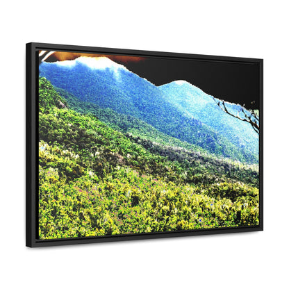 Rainforest Trails & Views - Gallery Canvas Wraps, Horizontal Frame - El Yunque National Forest - Puerto Rico - Color enhanced view of the foggy East Peak from PR 191 - Green Forest Home