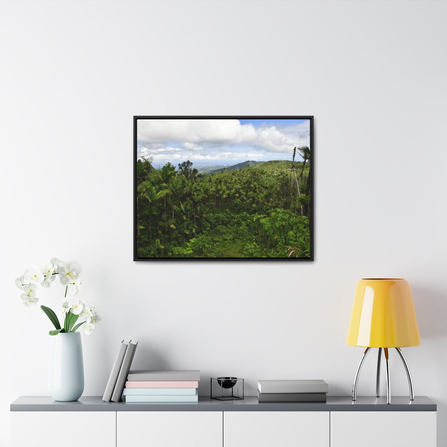 Rainforest Trails & Views - Gallery Canvas Wraps, Horizontal Frame - El Yunque National Forest - Puerto Rico - East peak access road view of old landslide now green - Green Forest Home