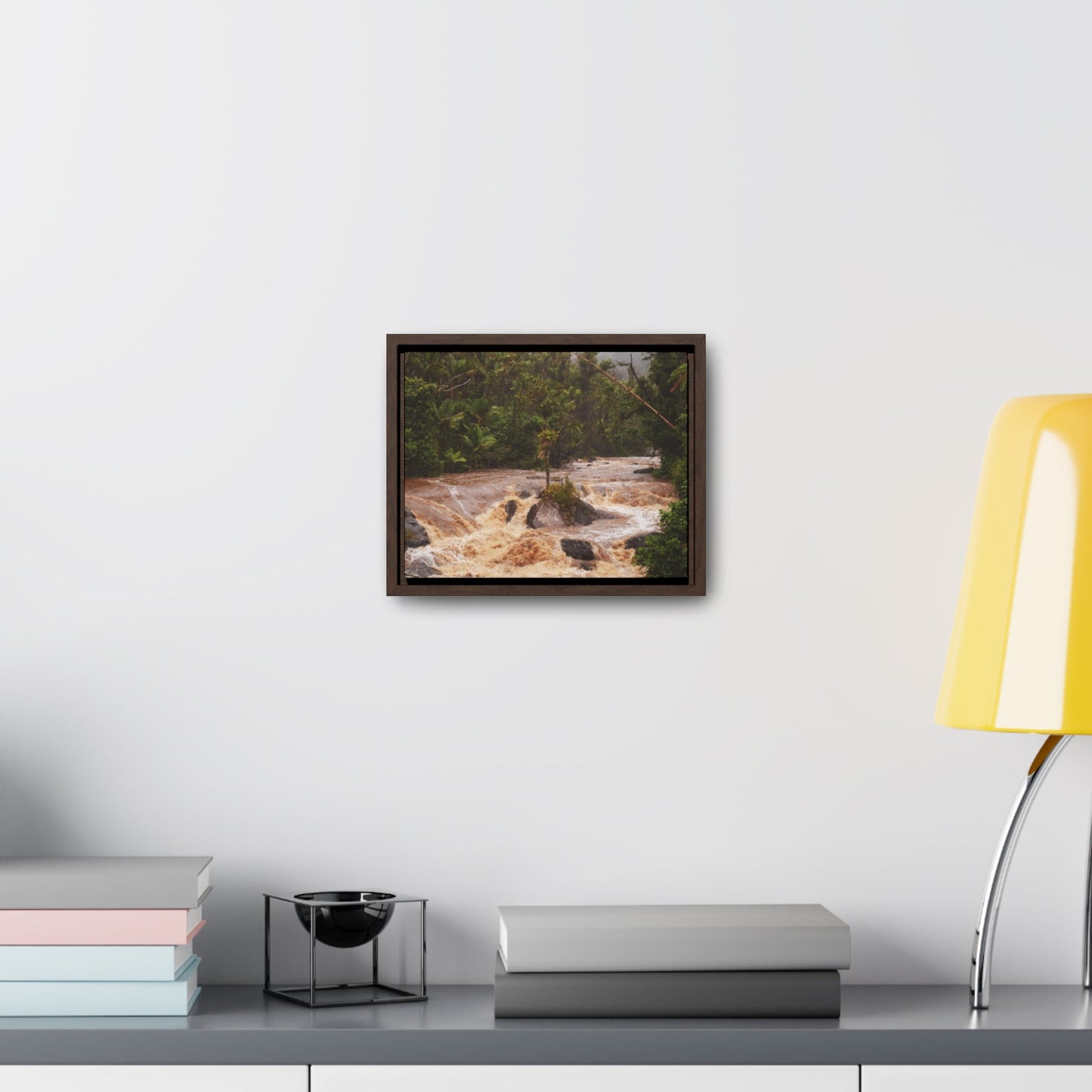 Rainforest Trails & Views - Gallery Canvas Wraps, Horizontal Frame - El Yunque National Forest - Puerto Rico - Flooded Rio Sabana River - Green Forest Home