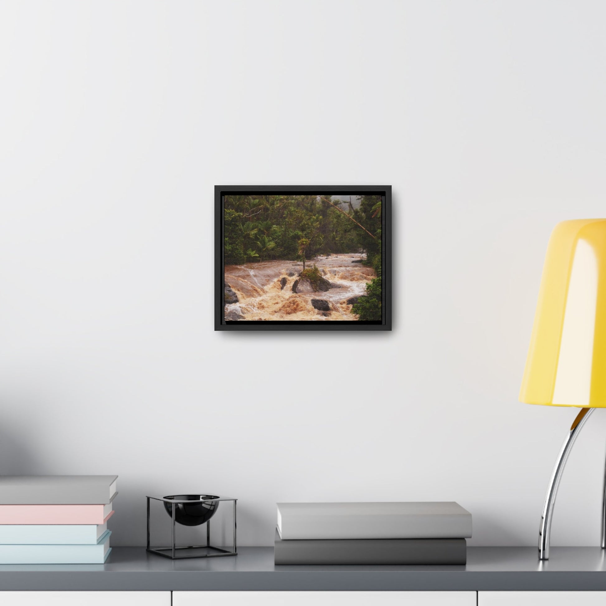 Rainforest Trails & Views - Gallery Canvas Wraps, Horizontal Frame - El Yunque National Forest - Puerto Rico - Flooded Rio Sabana River - Green Forest Home