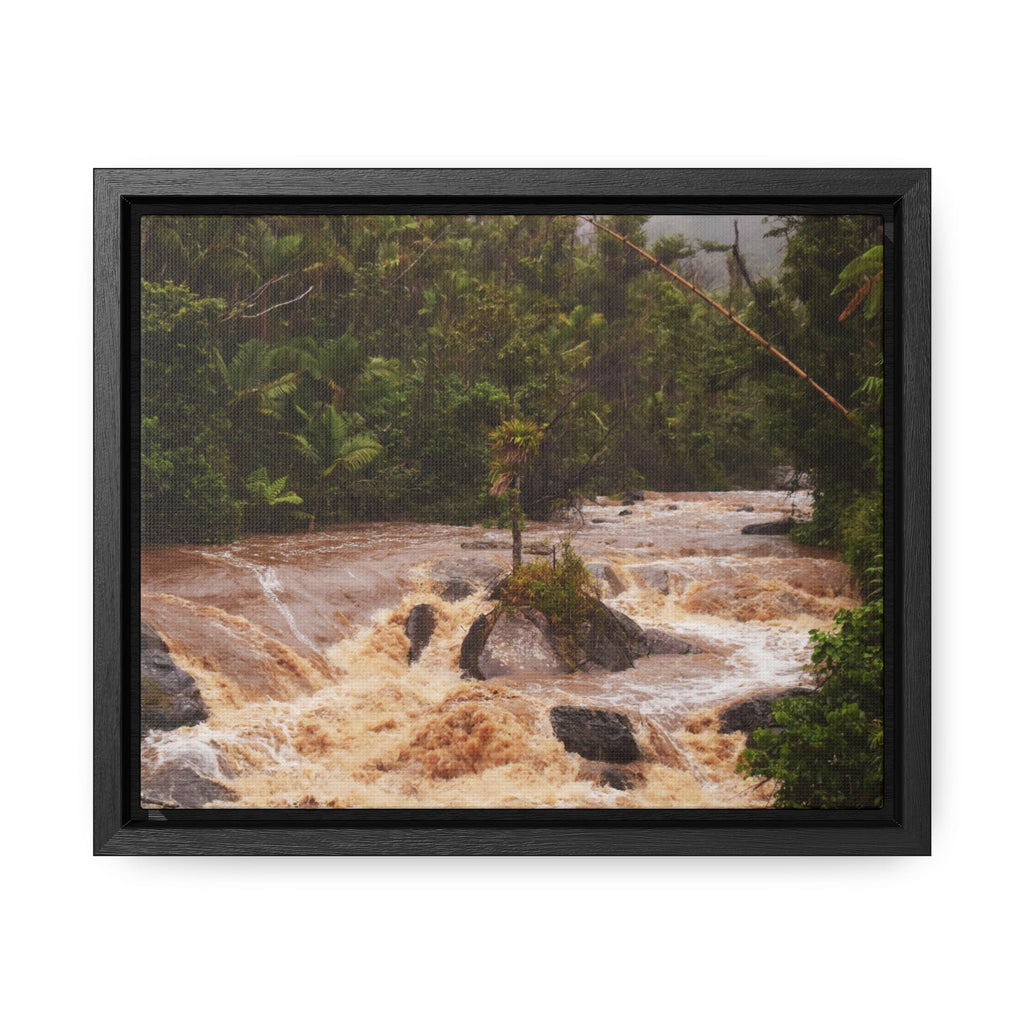 Rainforest Trails & Views - Gallery Canvas Wraps, Horizontal Frame - El Yunque National Forest - Puerto Rico - Flooded Rio Sabana River - Green Forest Home