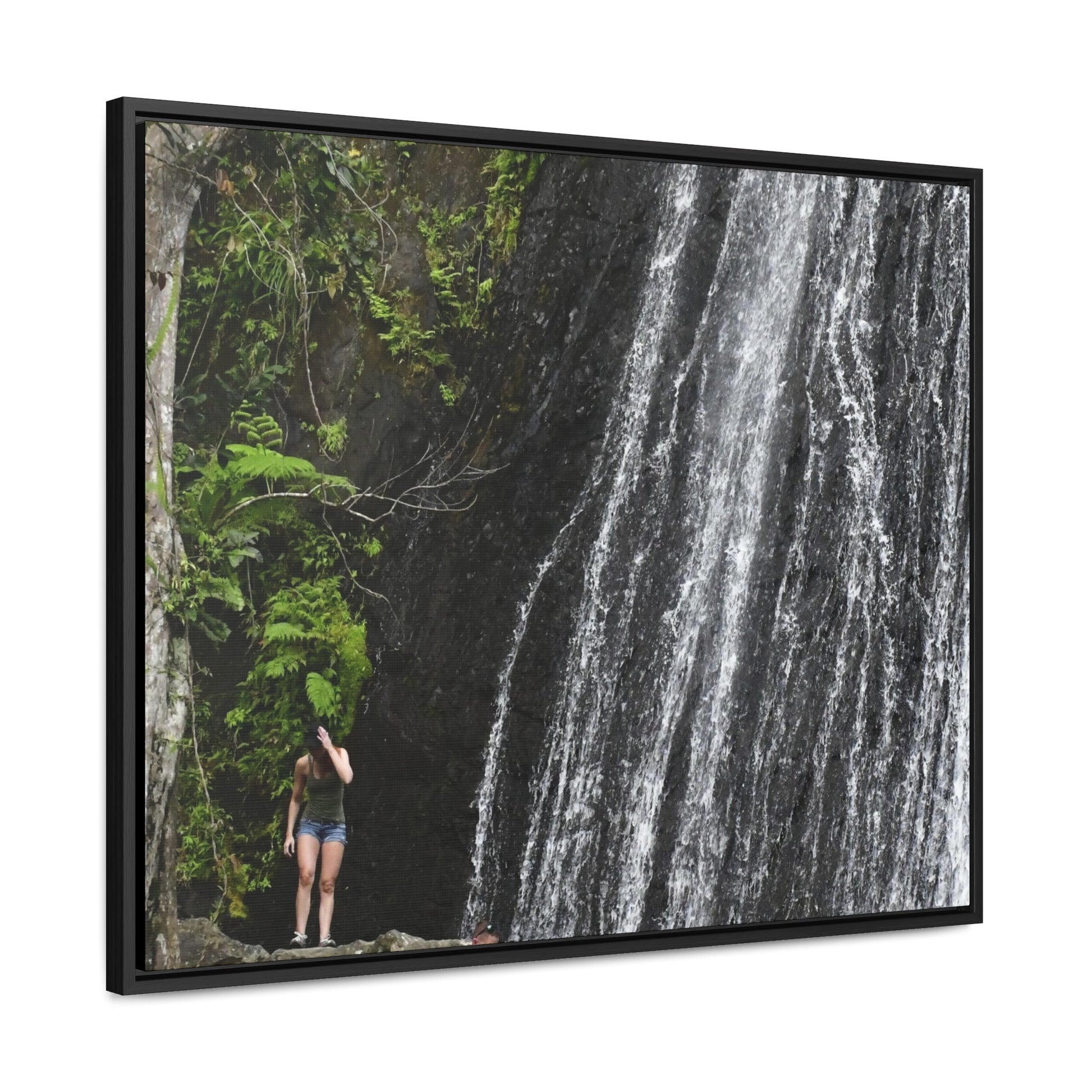 Rainforest Trails & Views - Gallery Canvas Wraps, Horizontal Frame - El Yunque National Forest - Puerto Rico - La Coca Falls - visitor figures the way out - Green Forest Home