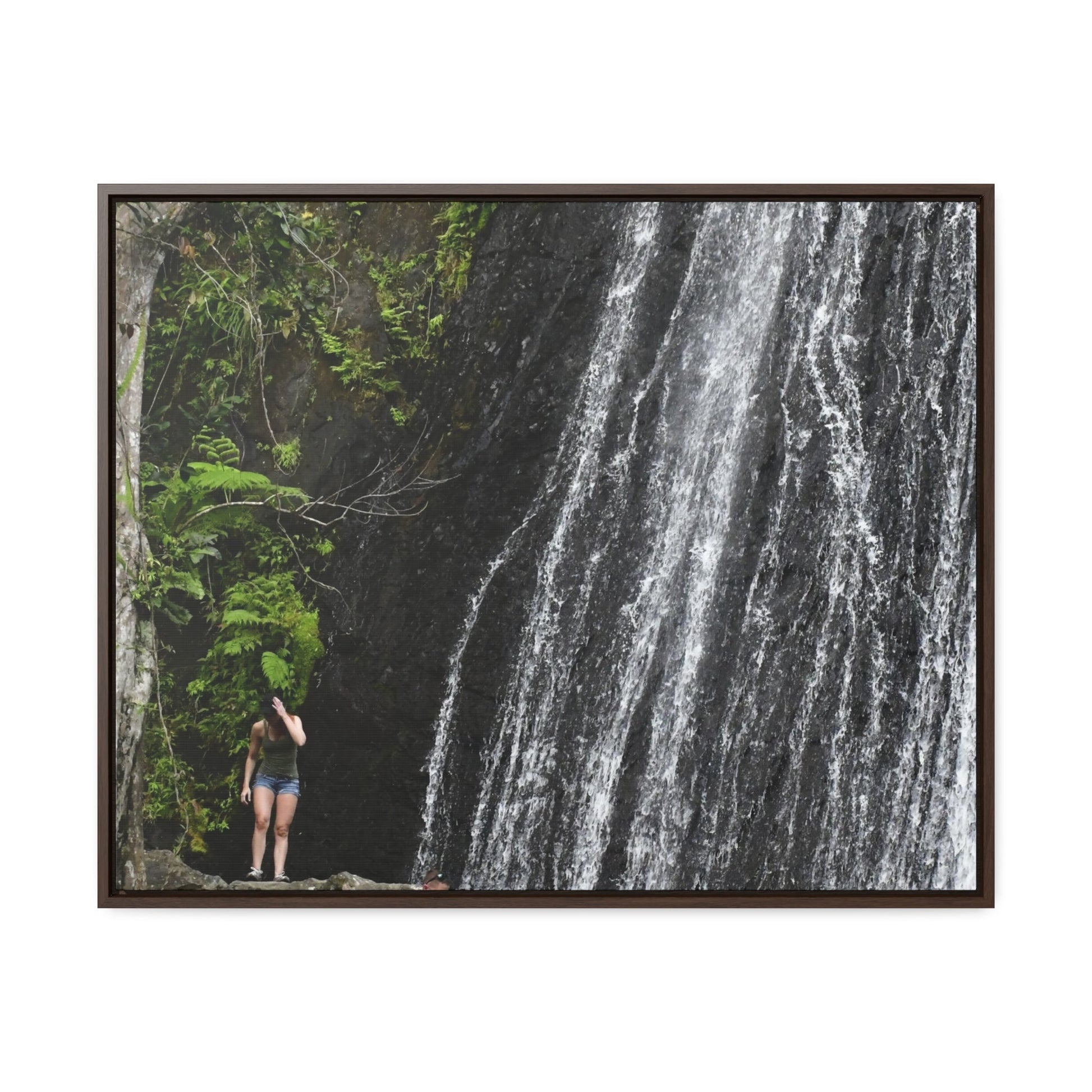 Rainforest Trails & Views - Gallery Canvas Wraps, Horizontal Frame - El Yunque National Forest - Puerto Rico - La Coca Falls - visitor figures the way out - Green Forest Home