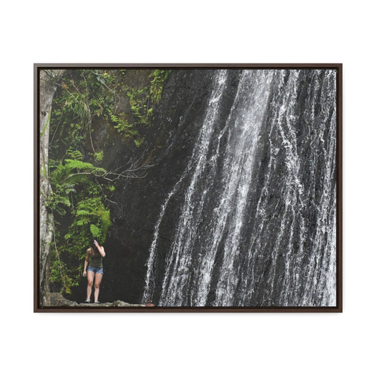 Rainforest Trails & Views - Gallery Canvas Wraps, Horizontal Frame - El Yunque National Forest - Puerto Rico - La Coca Falls - visitor figures the way out - Green Forest Home