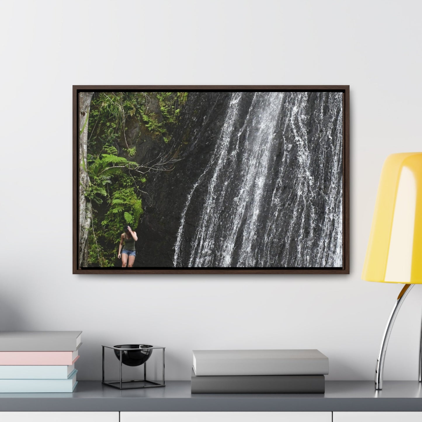 Rainforest Trails & Views - Gallery Canvas Wraps, Horizontal Frame - El Yunque National Forest - Puerto Rico - La Coca Falls - visitor figures the way out - Green Forest Home