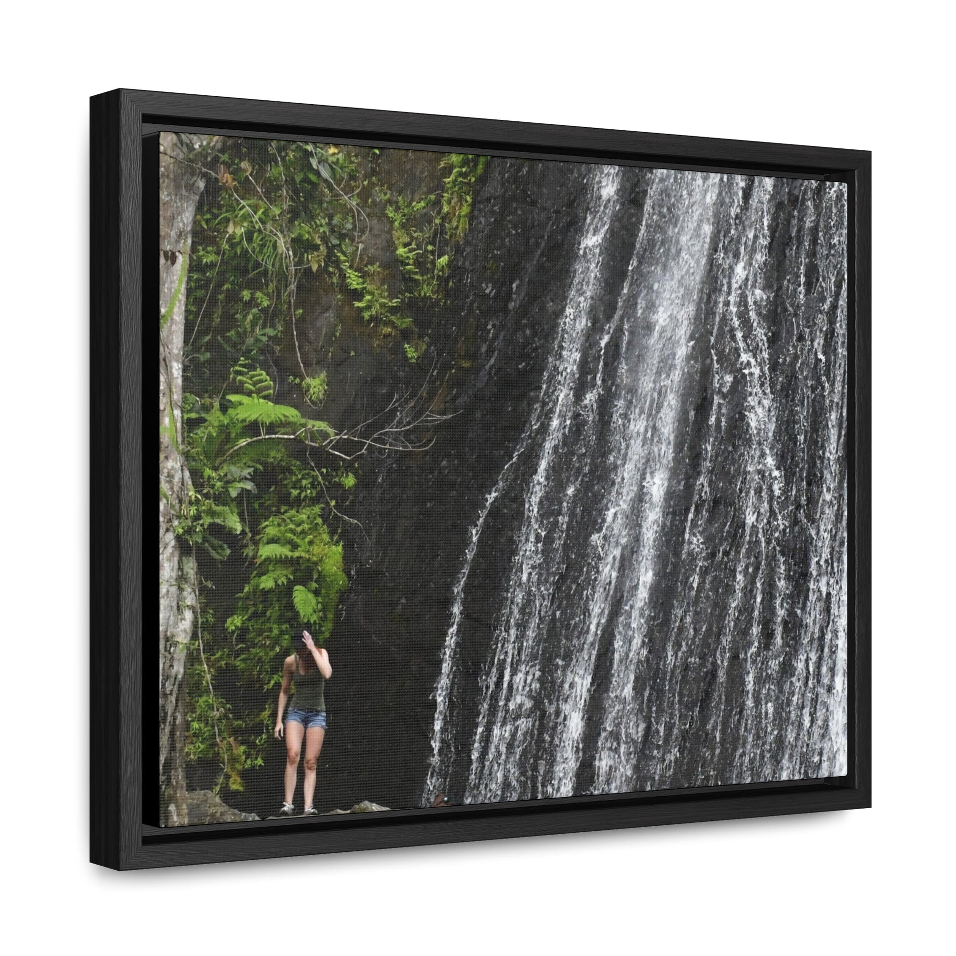 Rainforest Trails & Views - Gallery Canvas Wraps, Horizontal Frame - El Yunque National Forest - Puerto Rico - La Coca Falls - visitor figures the way out - Green Forest Home
