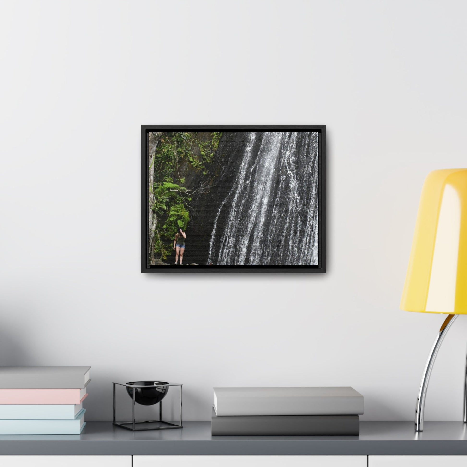 Rainforest Trails & Views - Gallery Canvas Wraps, Horizontal Frame - El Yunque National Forest - Puerto Rico - La Coca Falls - visitor figures the way out - Green Forest Home