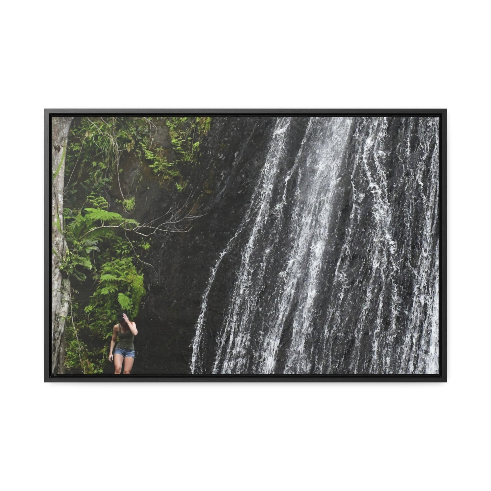 Rainforest Trails & Views - Gallery Canvas Wraps, Horizontal Frame - El Yunque National Forest - Puerto Rico - La Coca Falls - visitor figures the way out - Green Forest Home